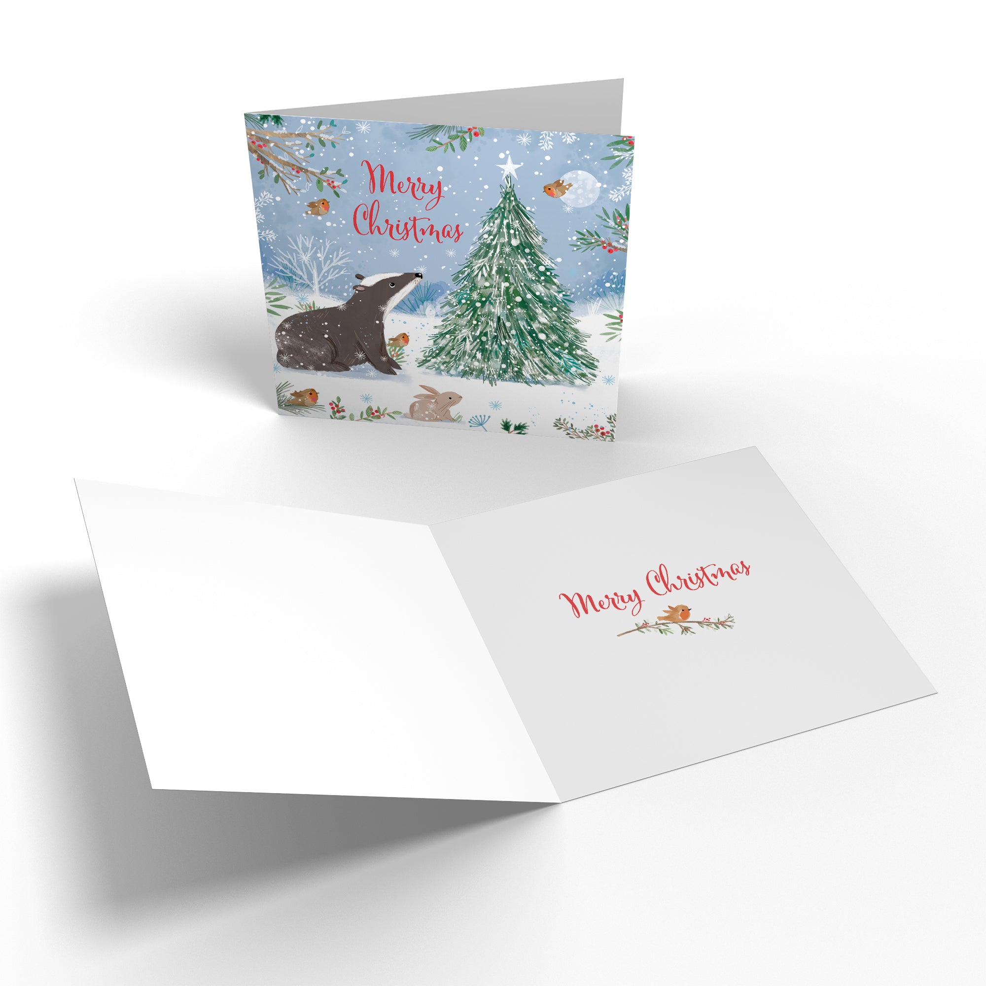 Merry Christmas Badger Family Fun Pack Of 10 Cards Nature's Treasures
