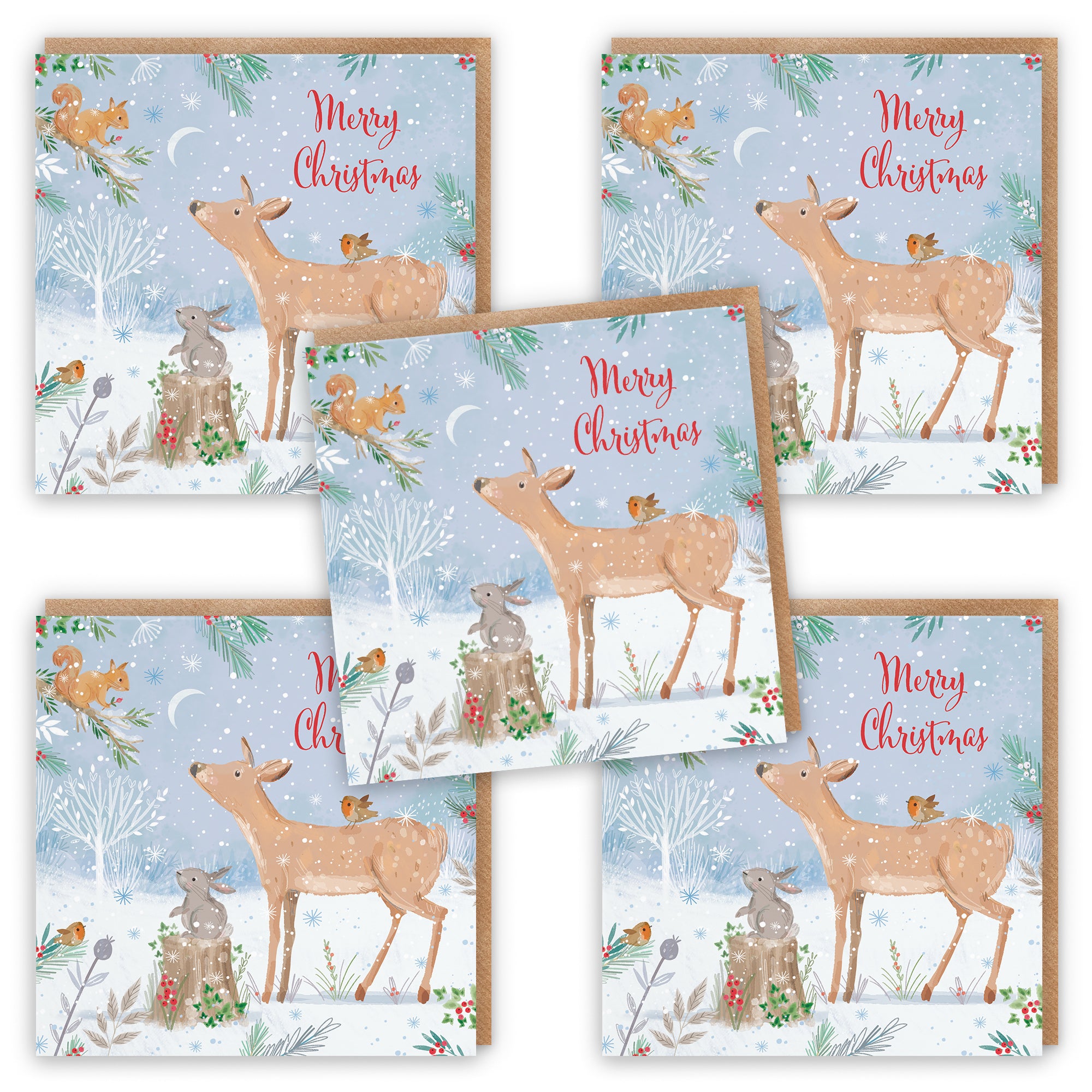 Merry Christmas Deer Family Fun Pack Of 10 Cards Nature's Treasures