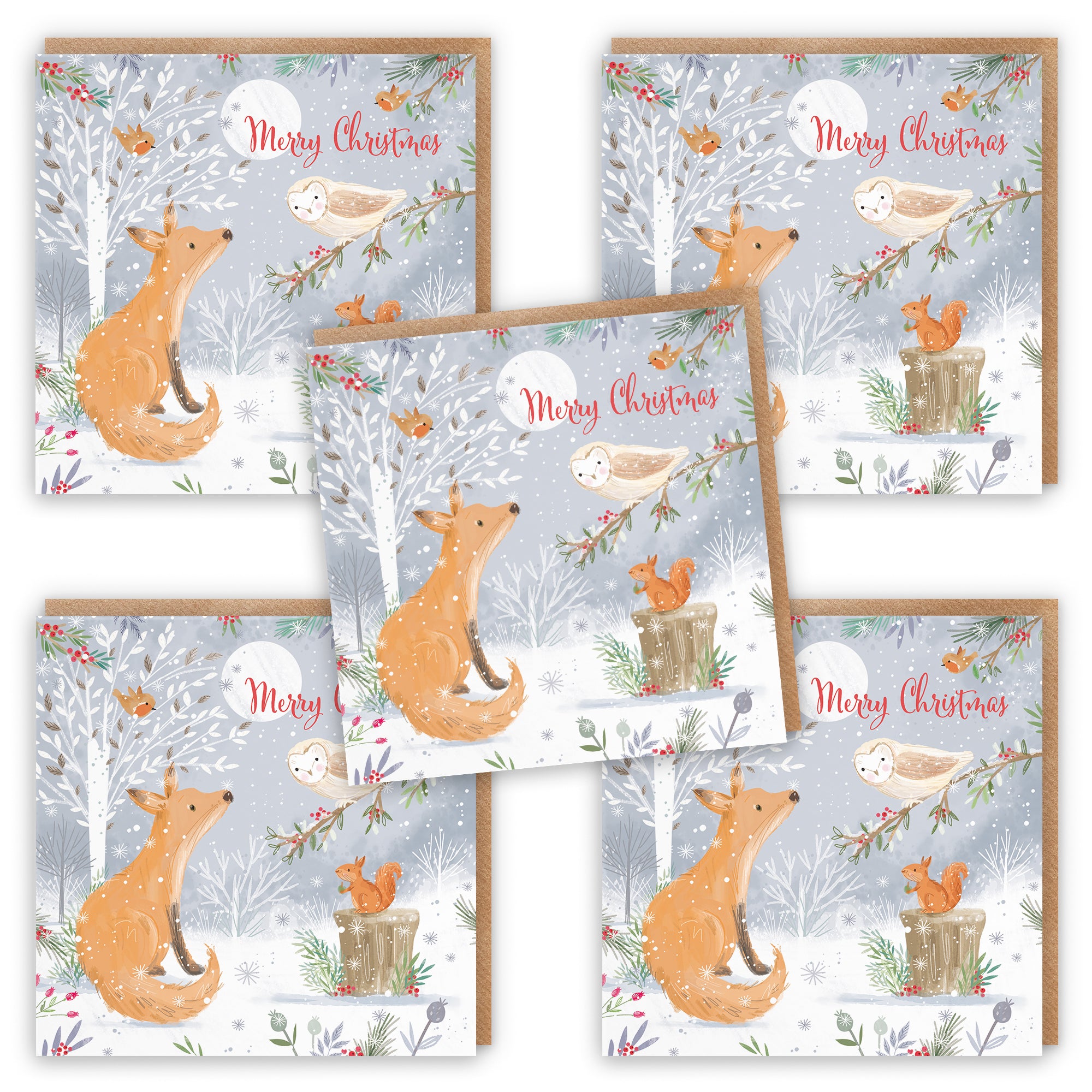 Merry Christmas Fox Family Fun Pack Of 10 Cards Nature's Treasures