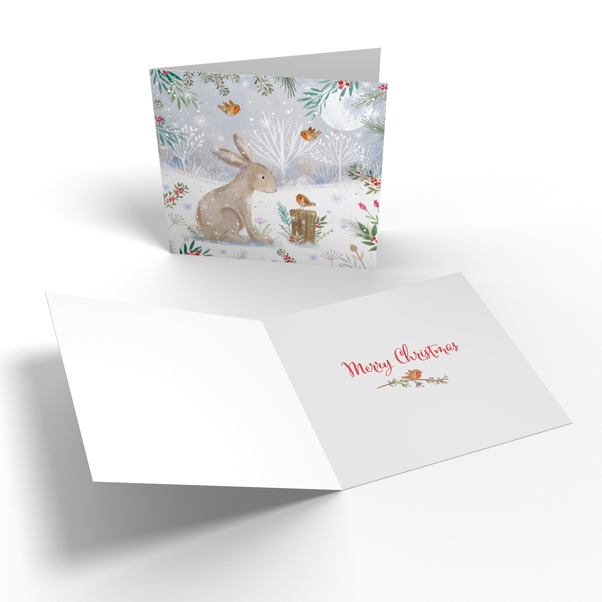 Hare Family Fun Pack Of 10 Christmas Cards Nature's Treasures