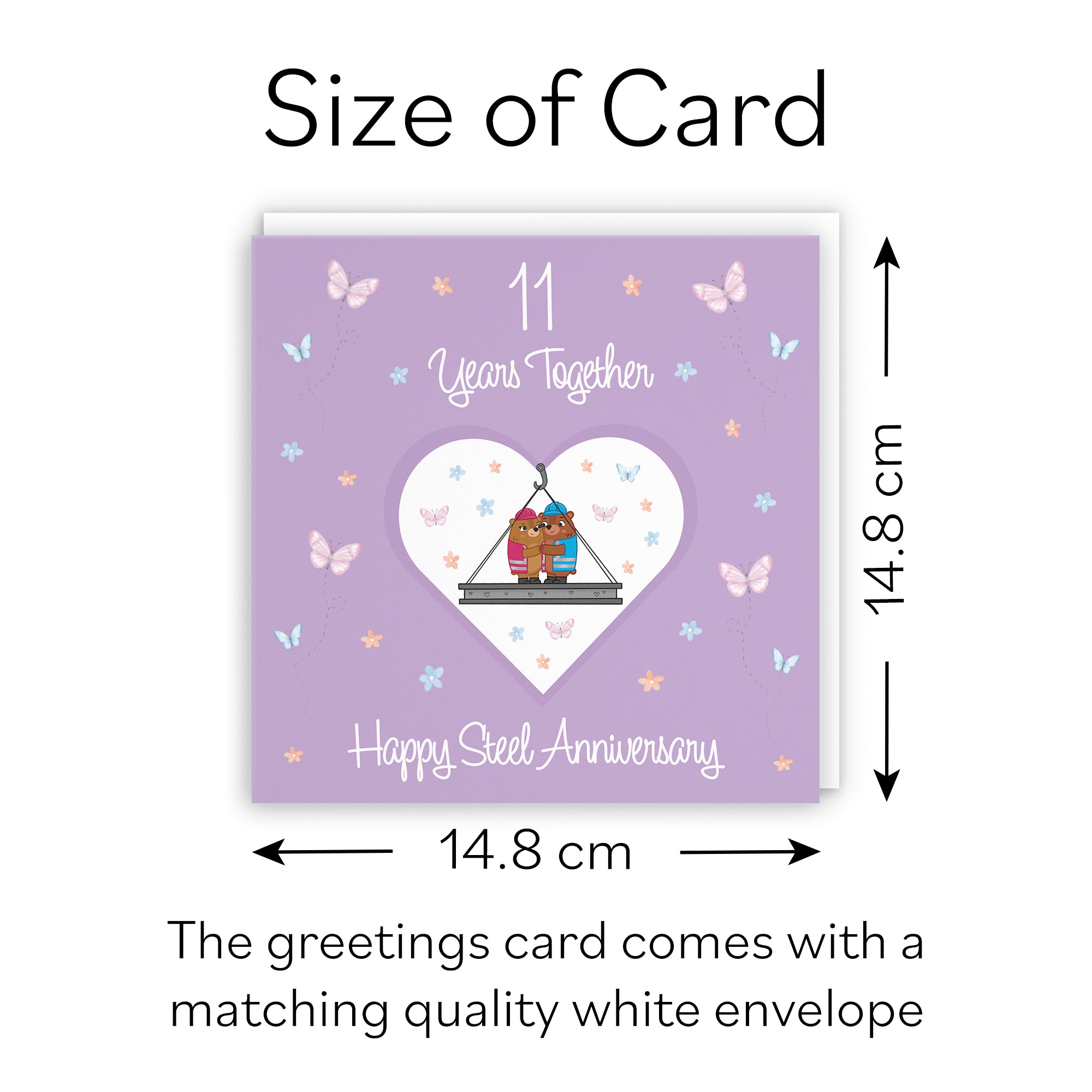 11th Anniversary Card Steel Romantic Meadows