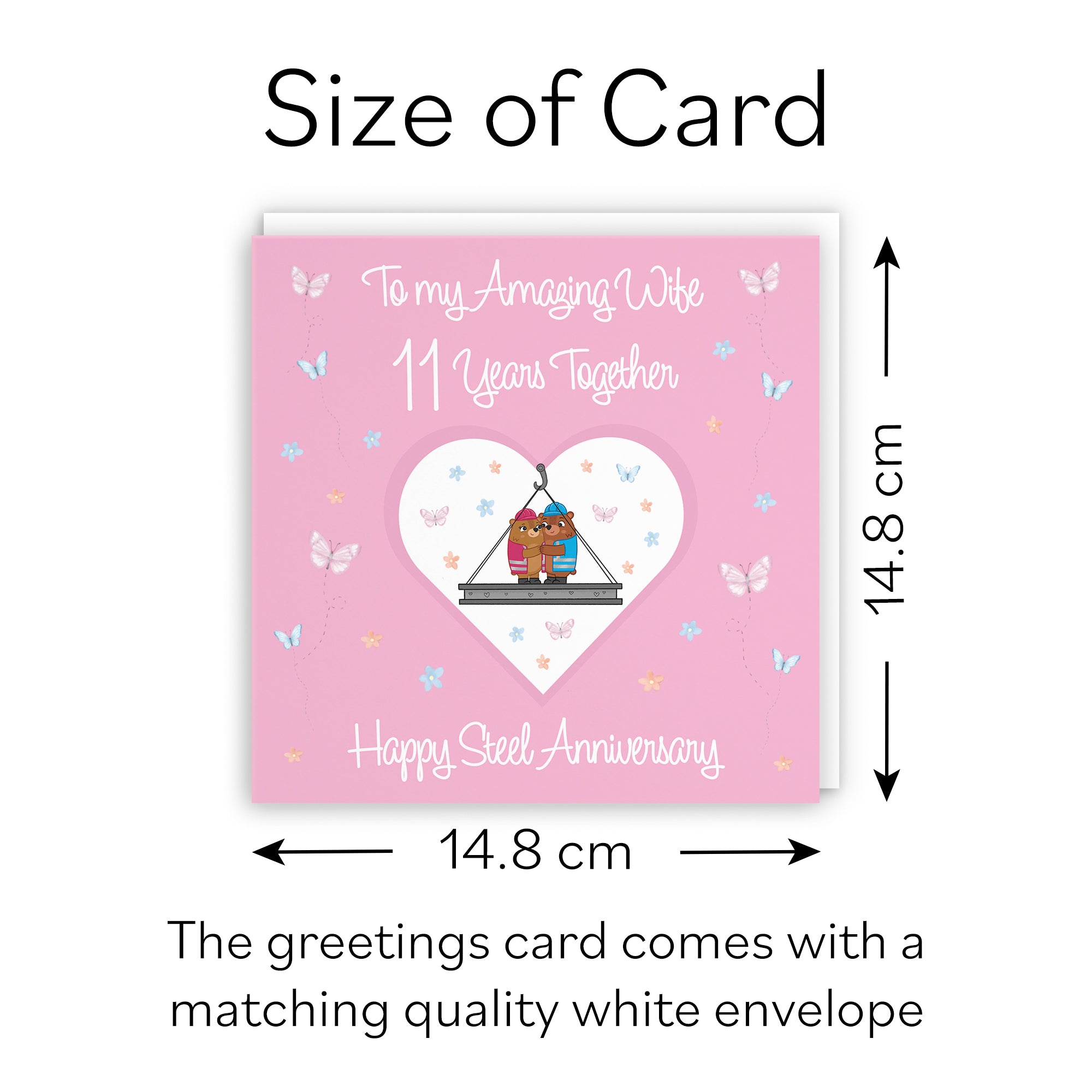 11th Wife Anniversary Card Steel Romantic Meadows