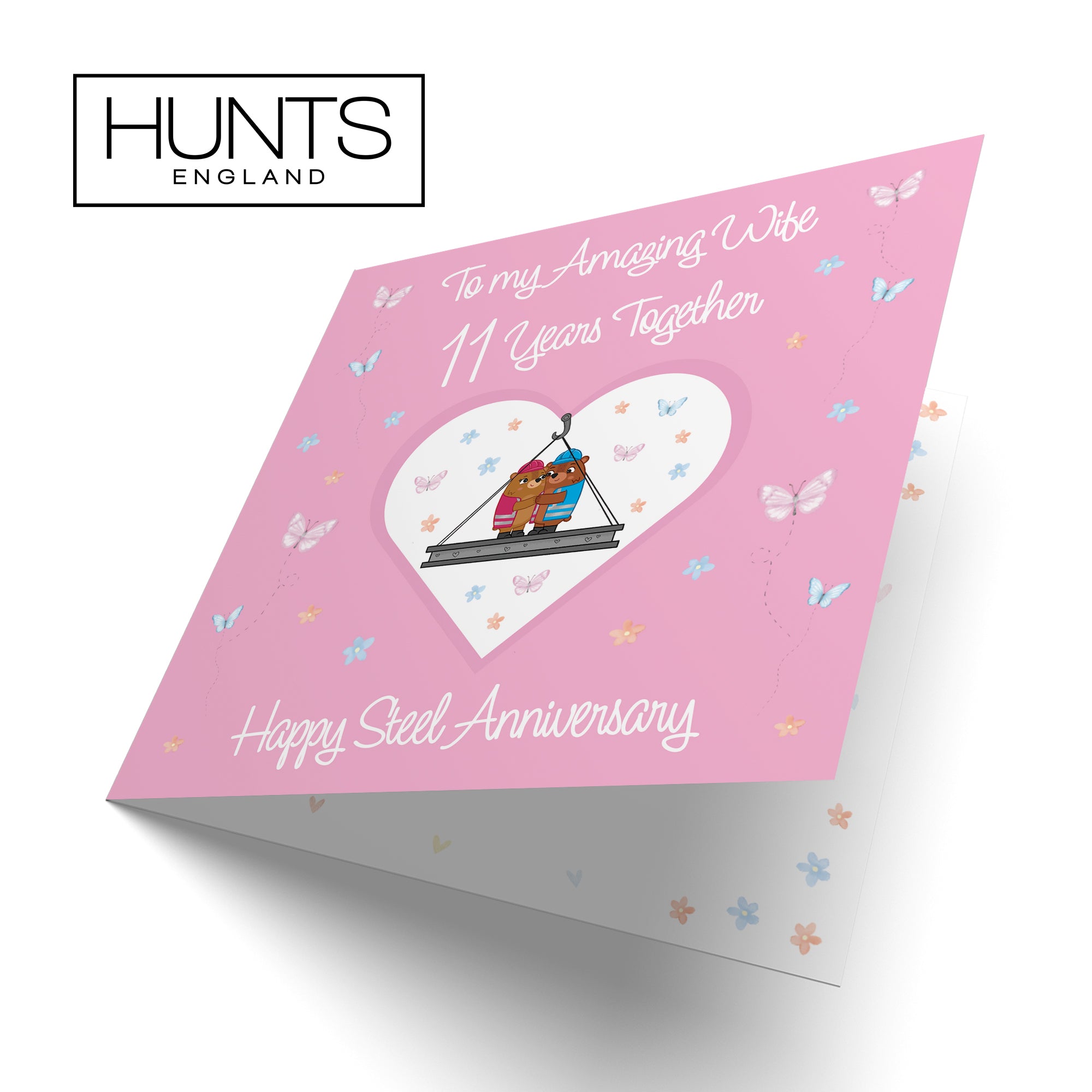 11th Wife Anniversary Card Steel Romantic Meadows