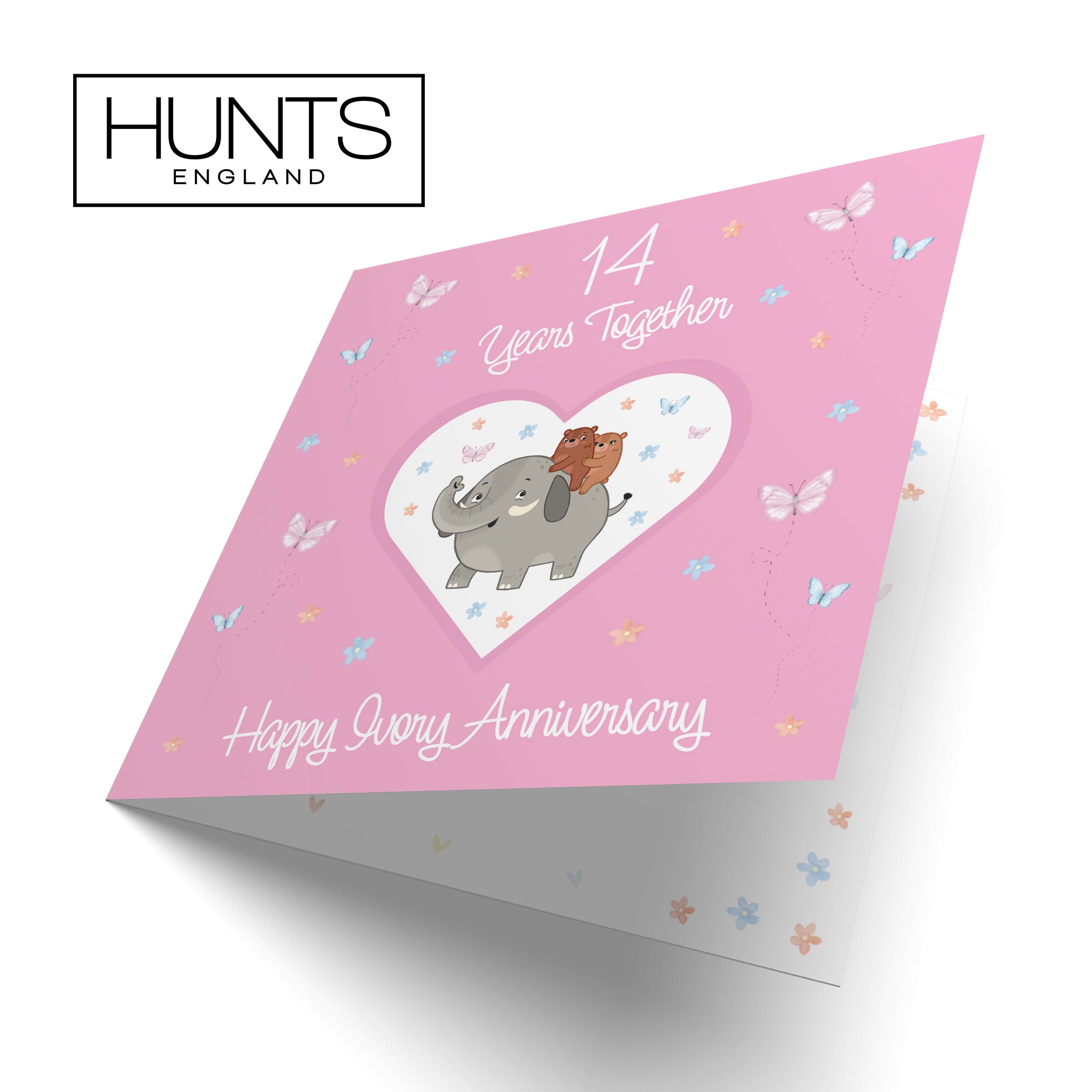 14th Anniversary Card Ivory Romantic Meadows