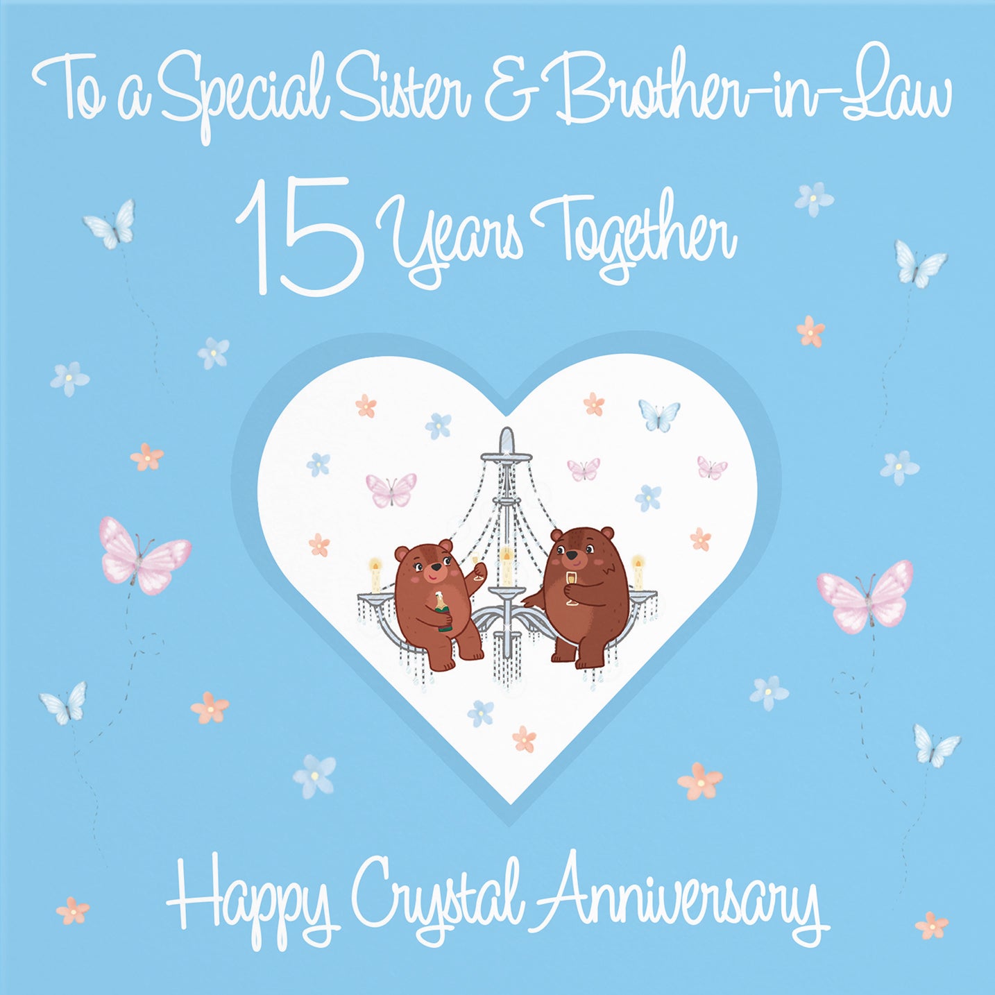 15th Sister & Brother-in-Law Anniversary Card Romantic Meadows