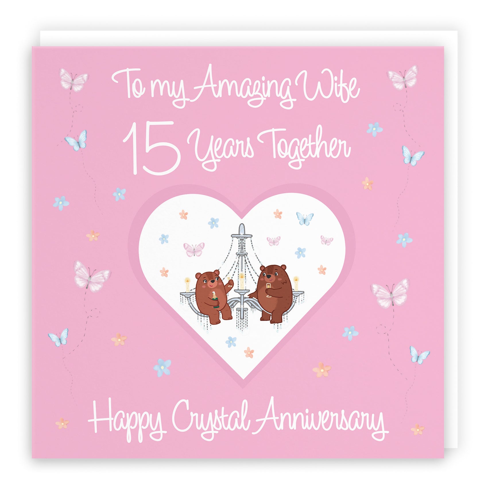 15th Wife Anniversary Card Crystal Romantic Meadows