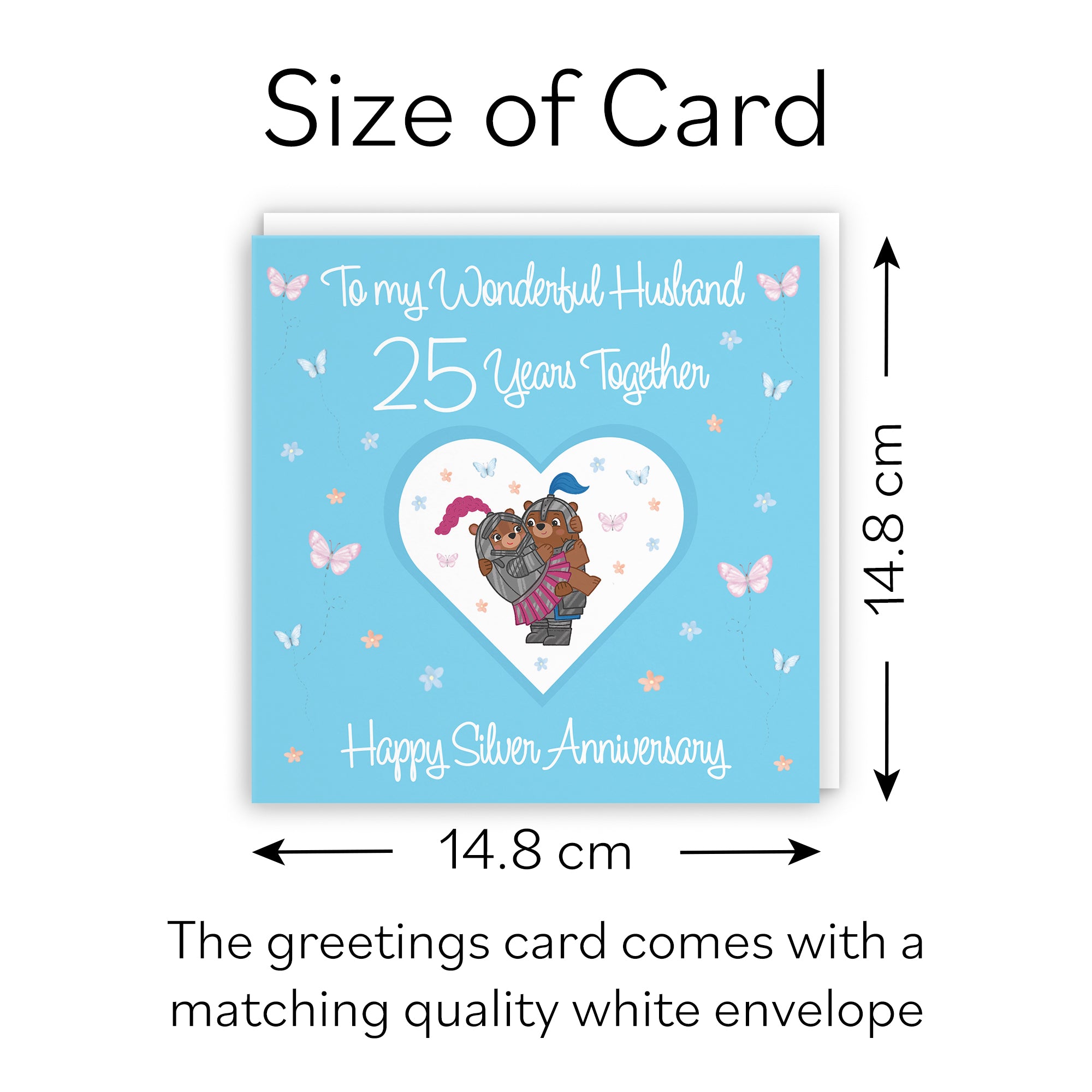 25th Husband Anniversary Card Silver Romantic Meadows