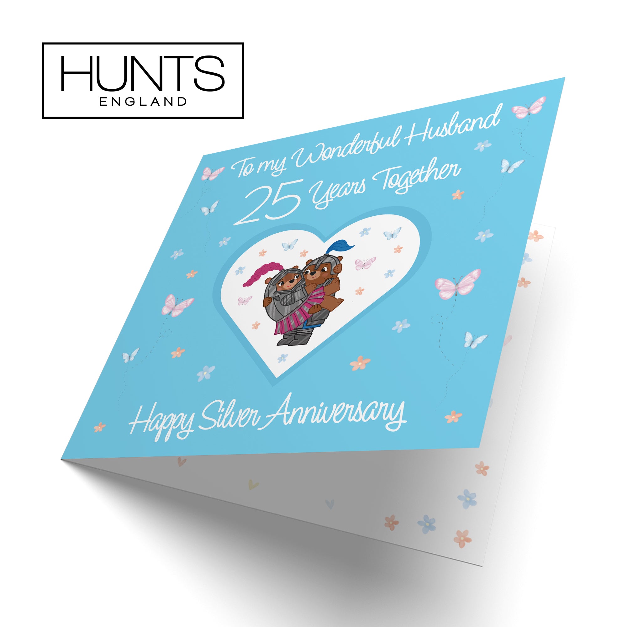 25th Husband Anniversary Card Silver Romantic Meadows