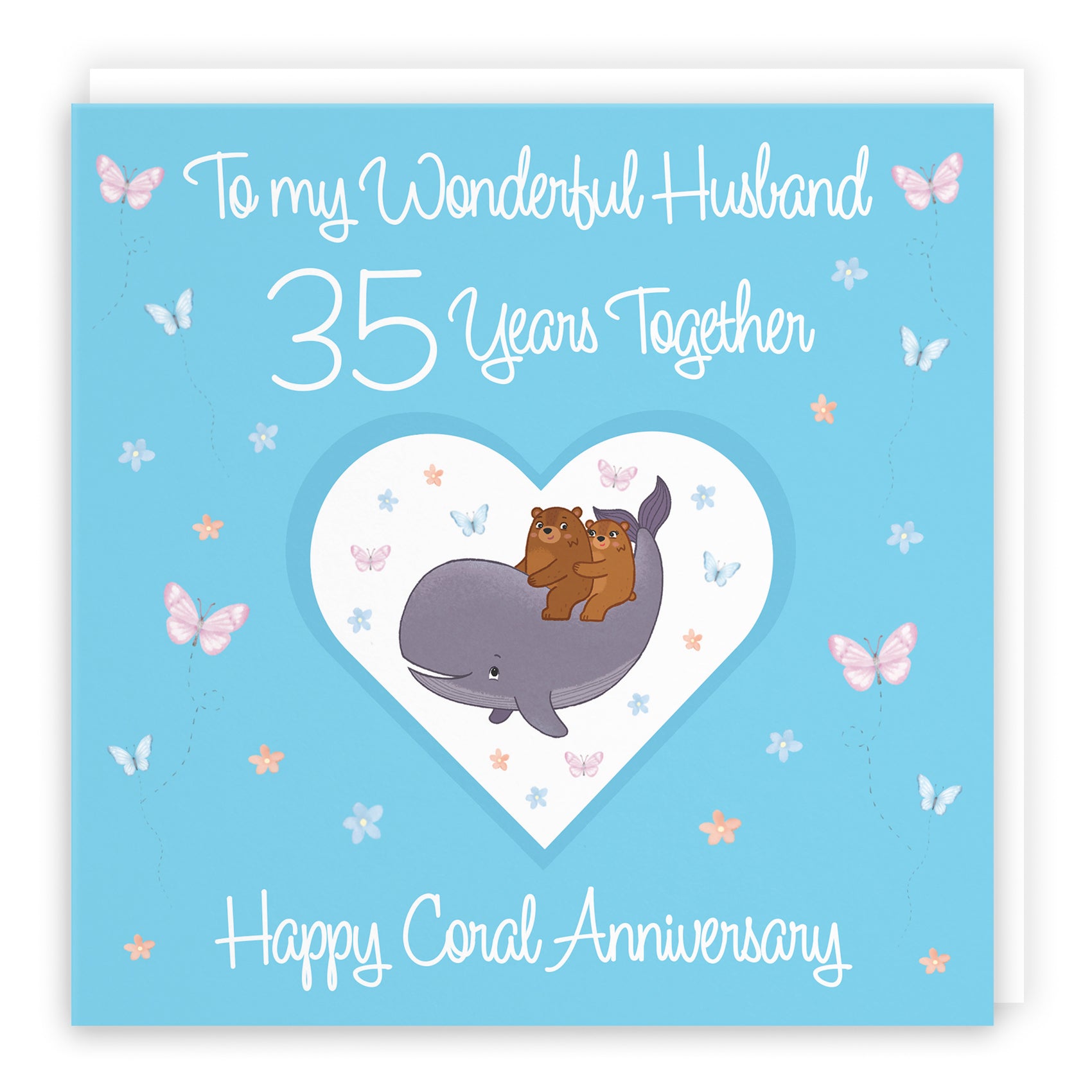 35th Husband Anniversary Card Coral Romantic Meadows