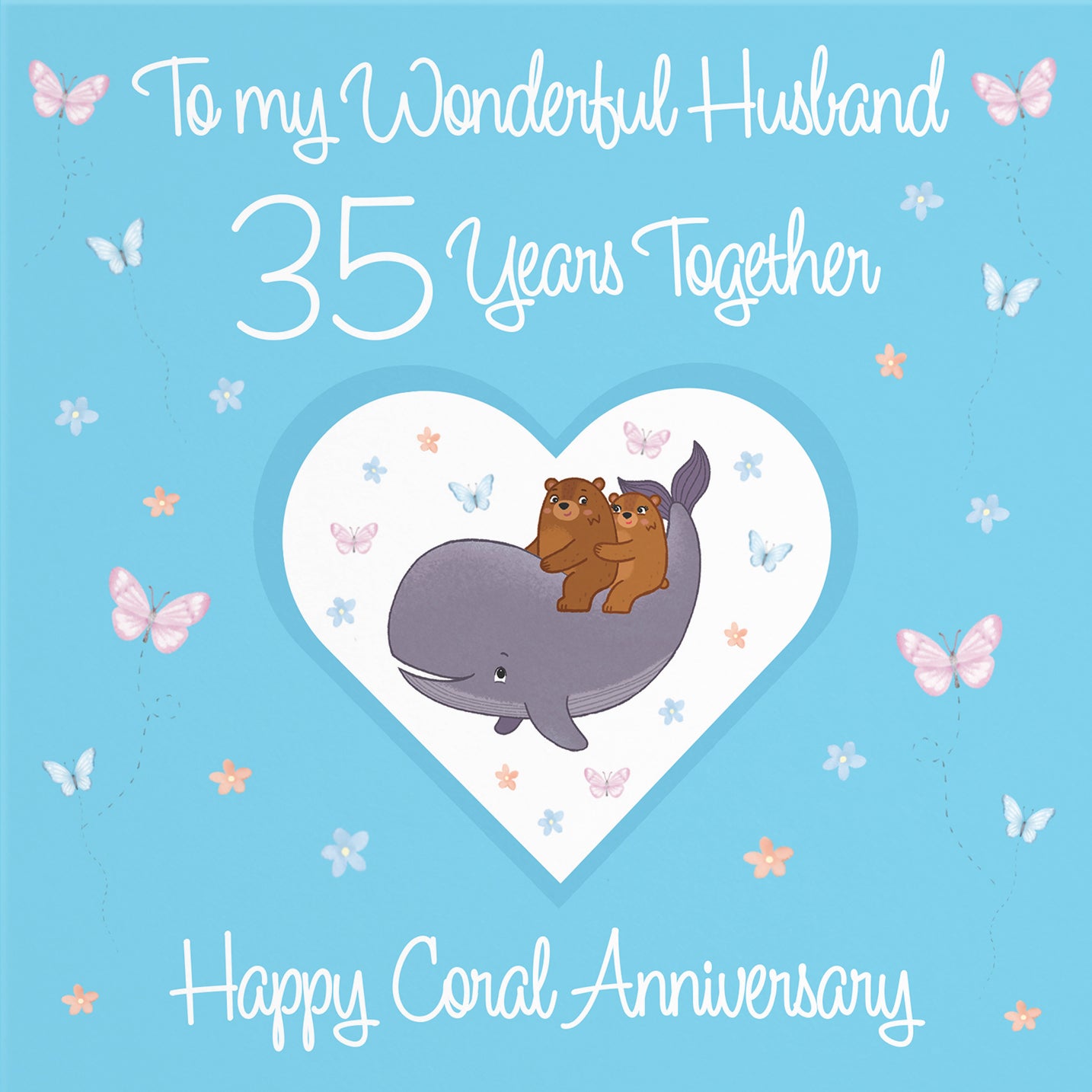 35th Husband Anniversary Card Coral Romantic Meadows