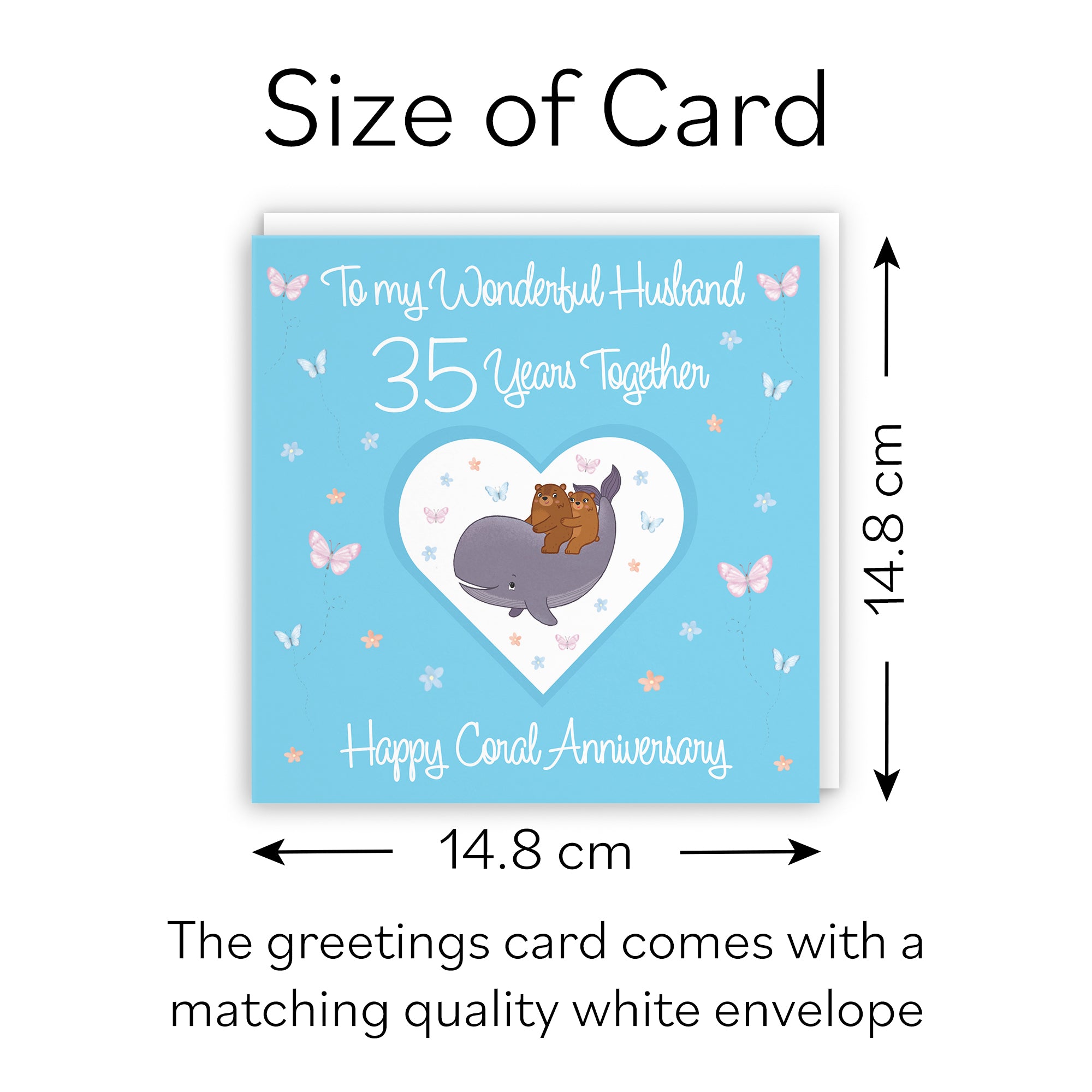 35th Husband Anniversary Card Coral Romantic Meadows