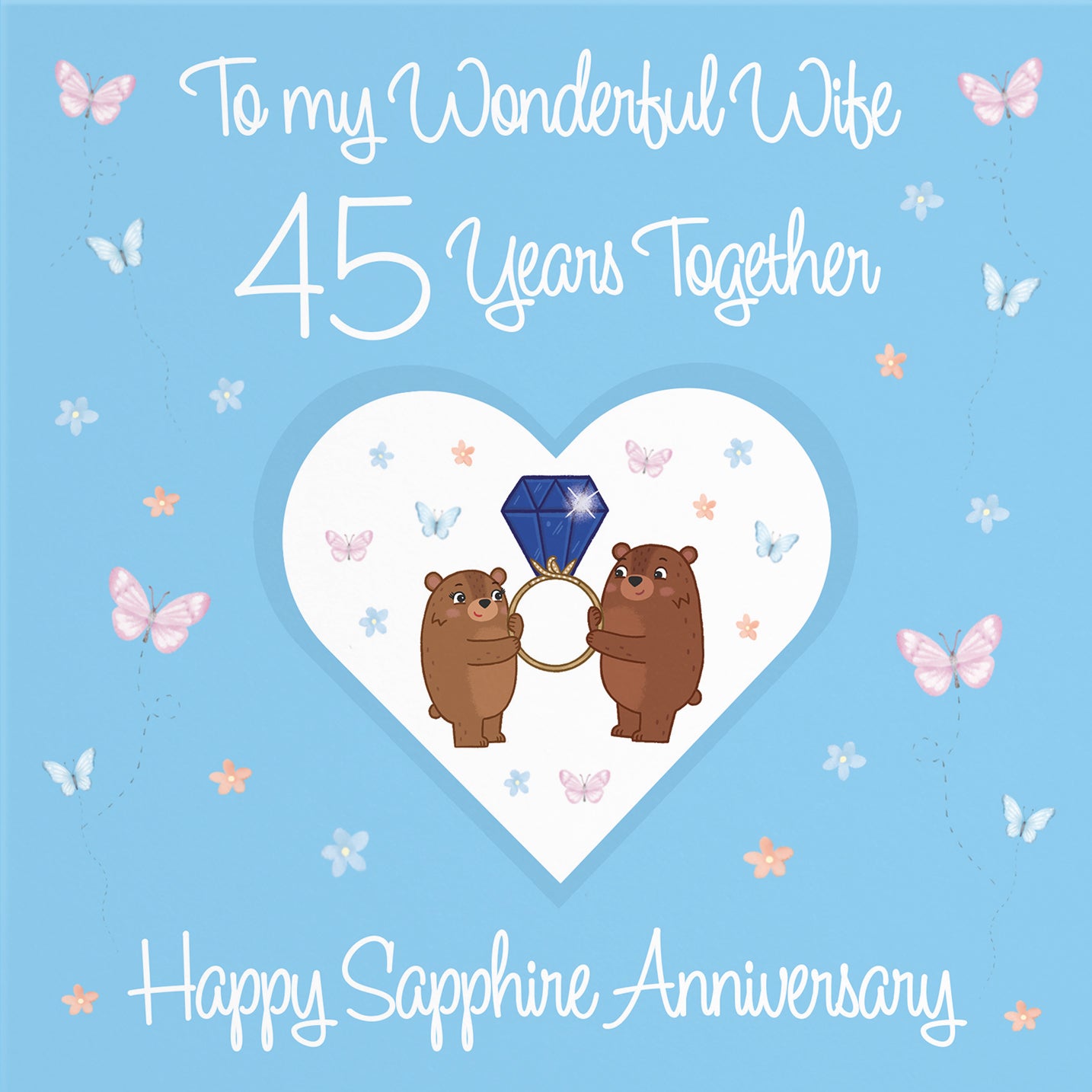 45th Wife Anniversary Card Sapphire Romantic Meadows