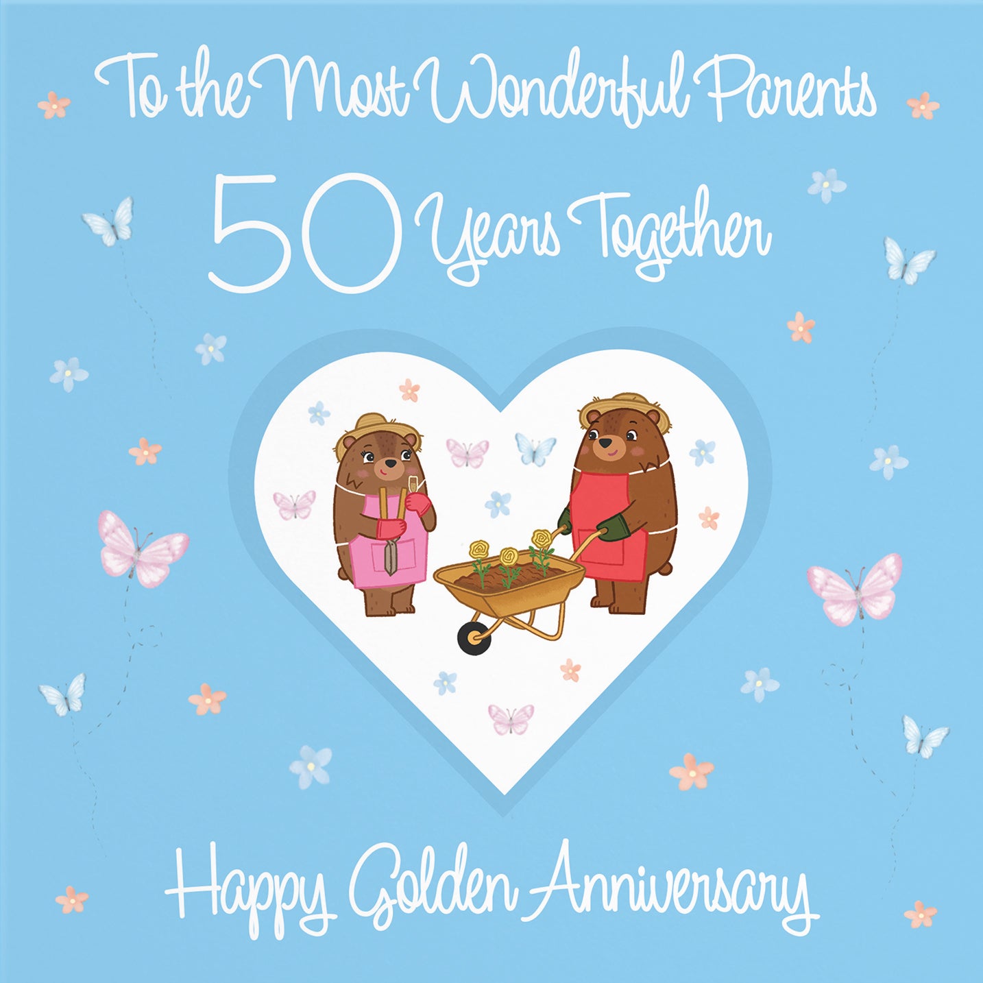 50th Parents Anniversary Card Romantic Meadows