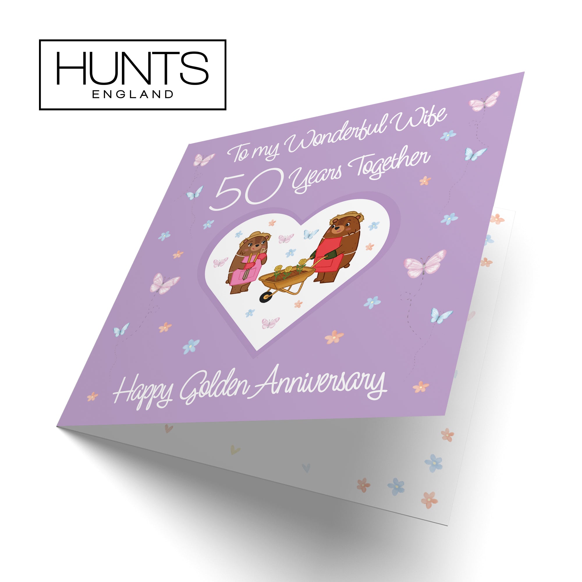 50th Wife Anniversary Card Golden Romantic Meadows
