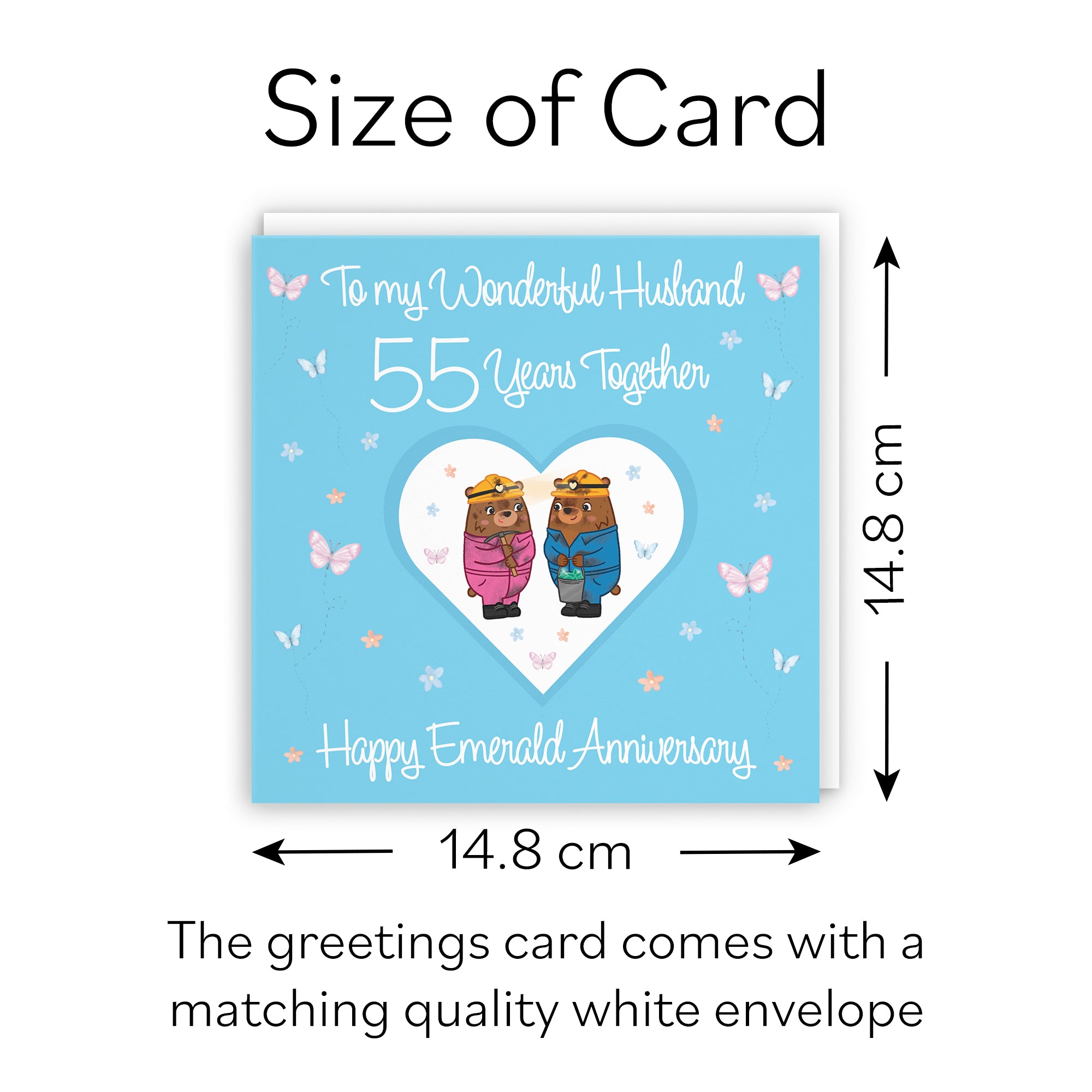 55th Husband Anniversary Card Emerald Romantic Meadows