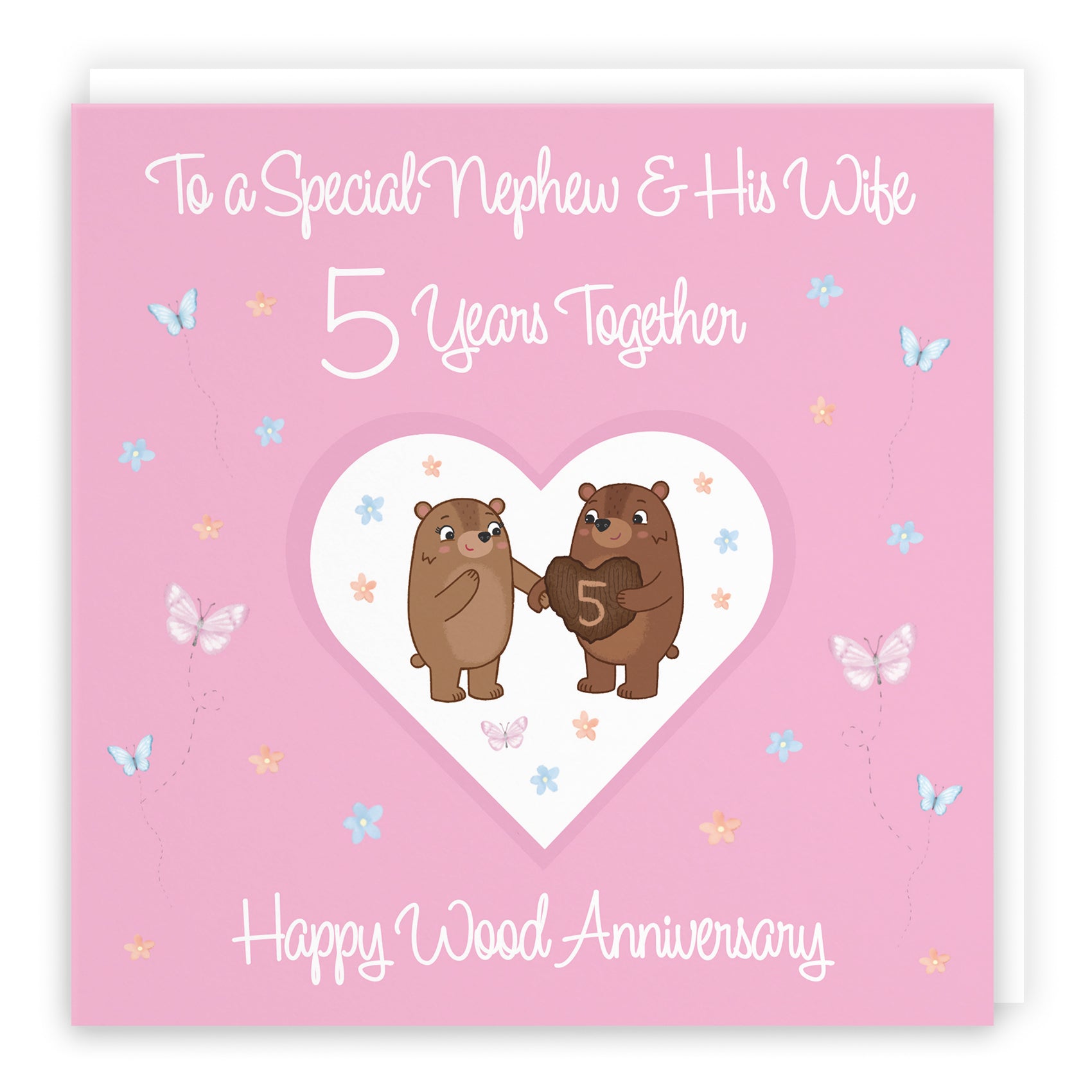 5th Nephew & Wife Anniversary Card Romantic Meadows