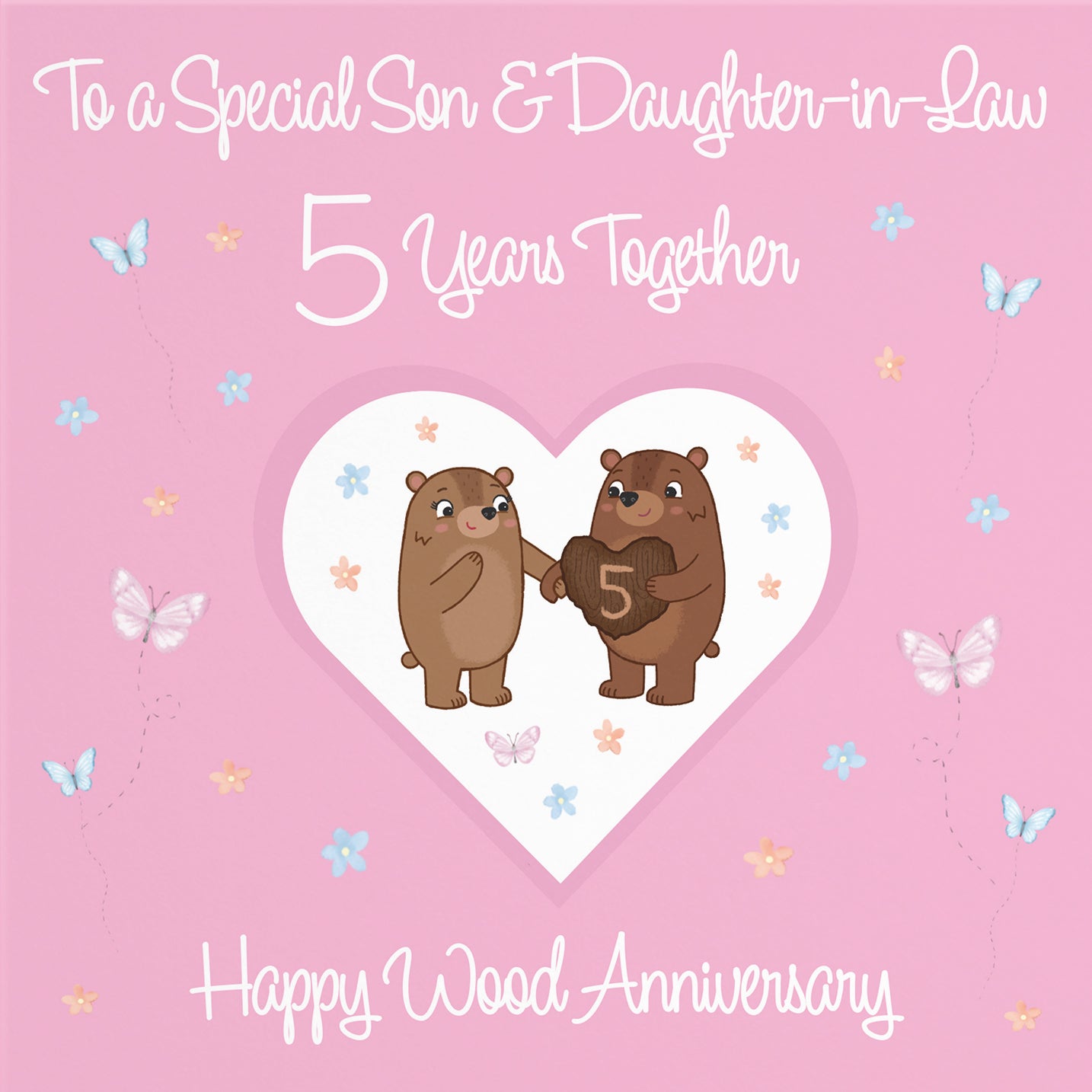 5th Son & Daughter-in-Law Anniversary Card Romantic Meadows