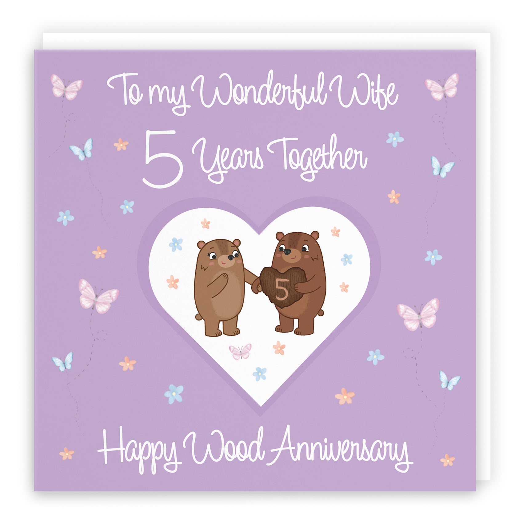 5th Wife Anniversary Card Wood Romantic Meadows