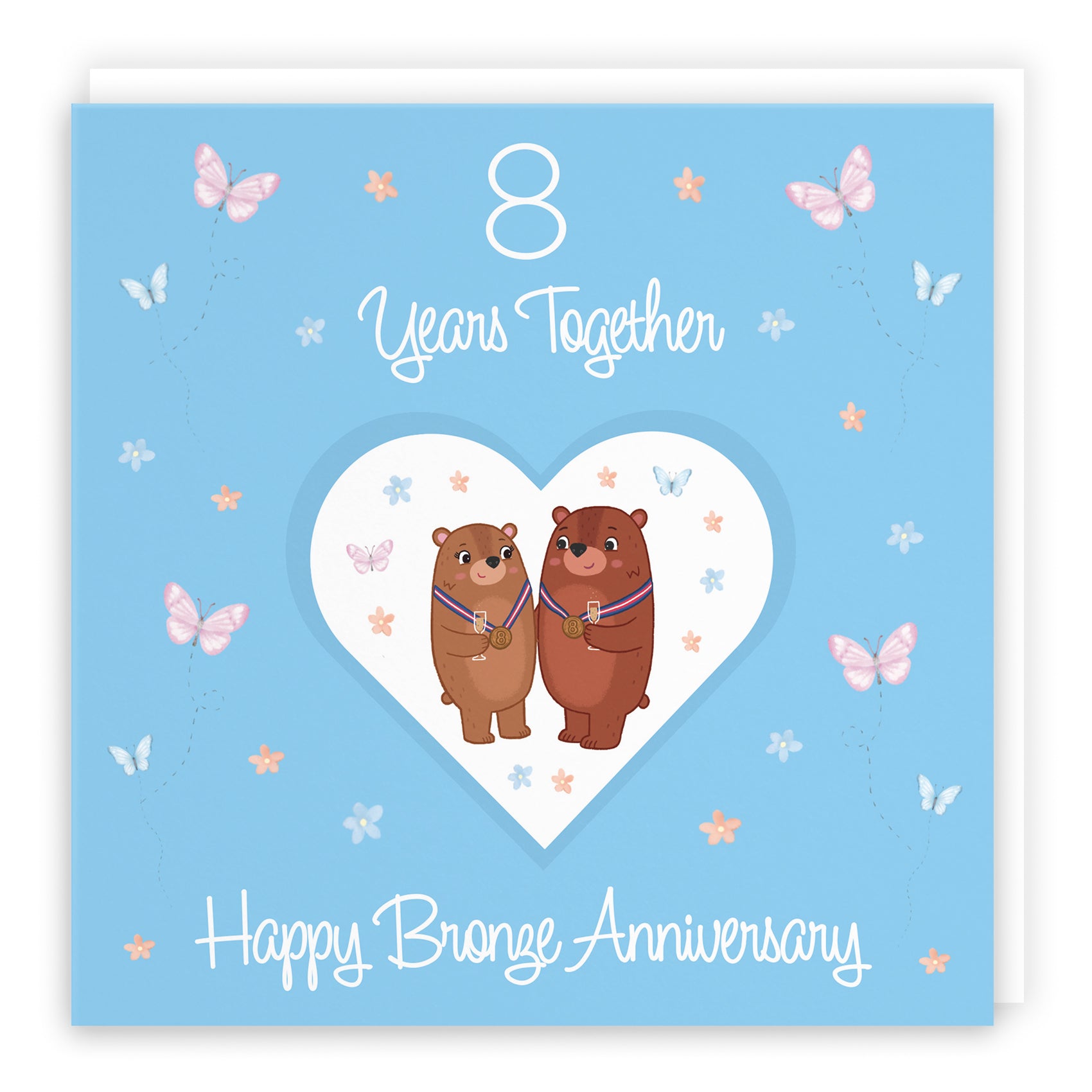8th Anniversary Card Bronze Romantic Meadows