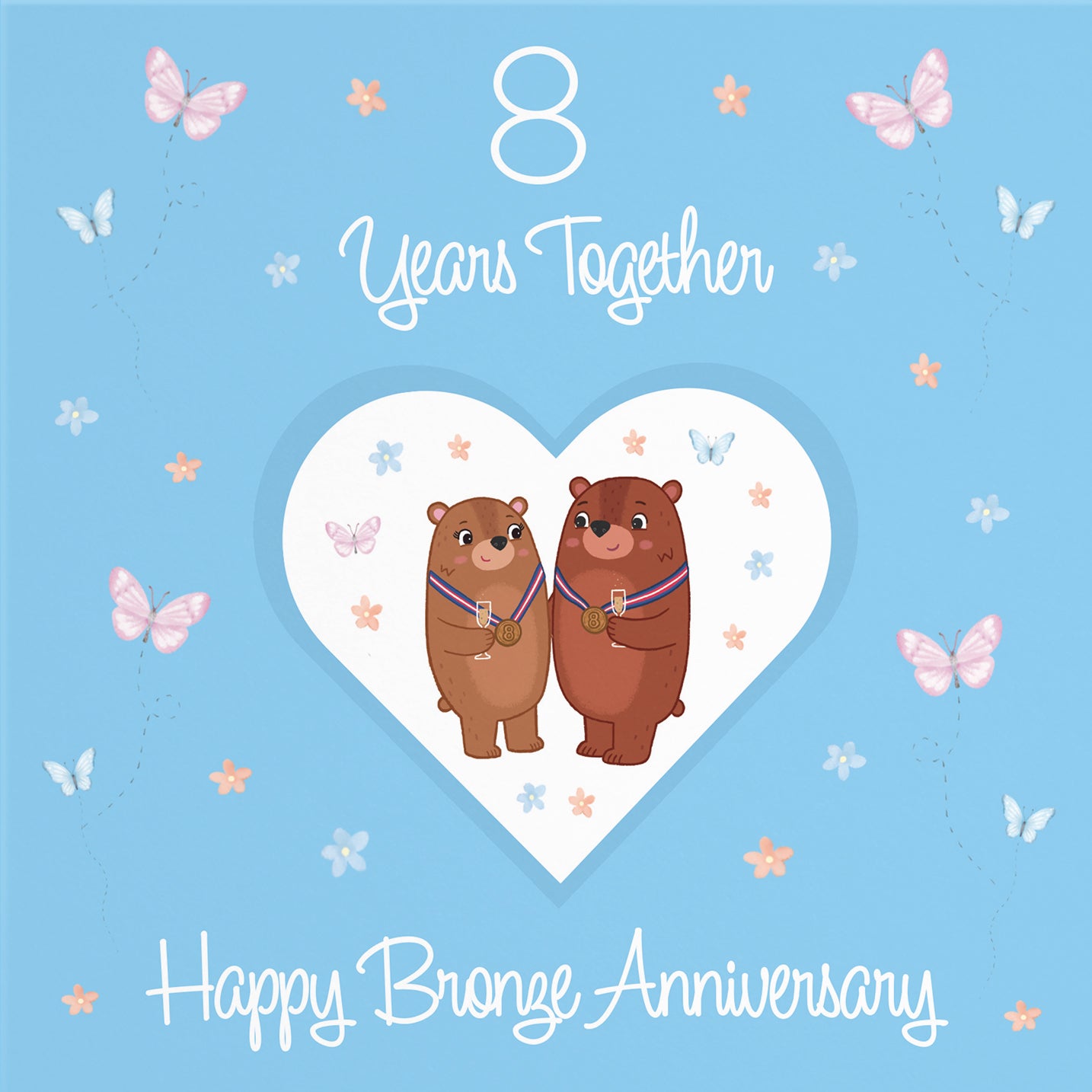 8th Anniversary Card Bronze Romantic Meadows