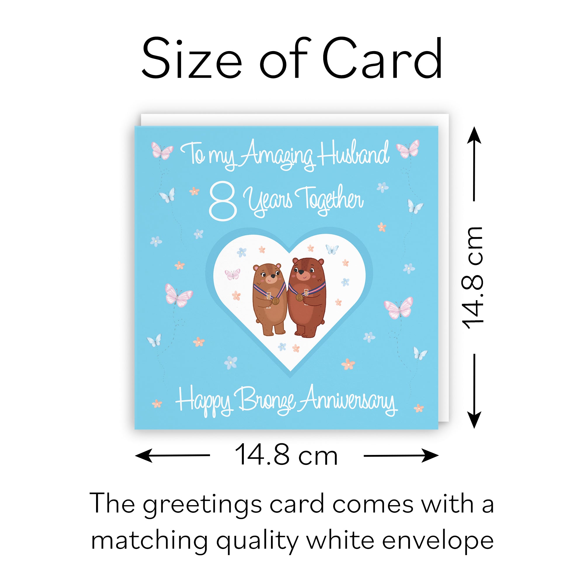 8th Husband Anniversary Card Bronze Romantic Meadows