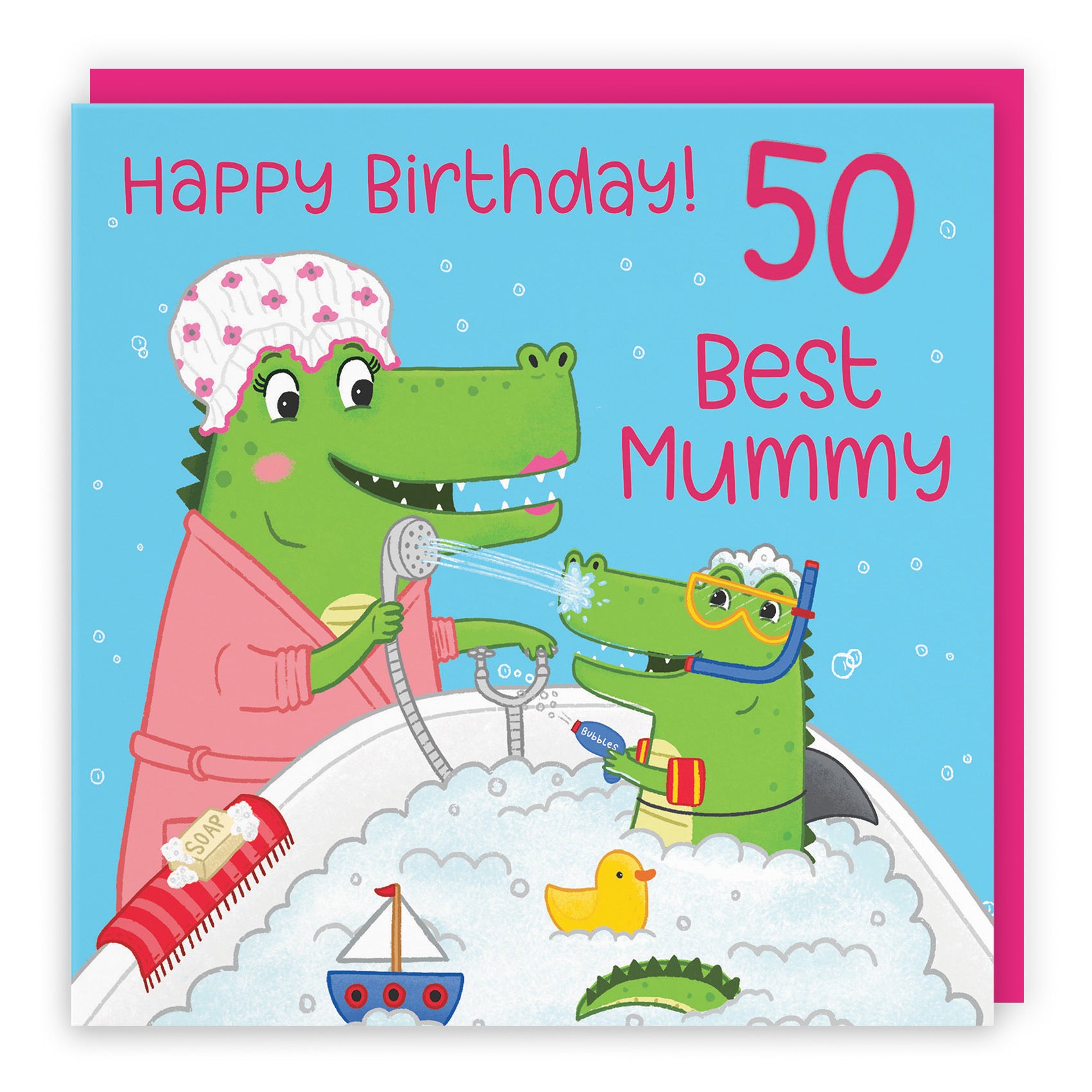 50th Mummy Birthday Crocodile Bath Time Card Imagination - Default Title (LG01649)