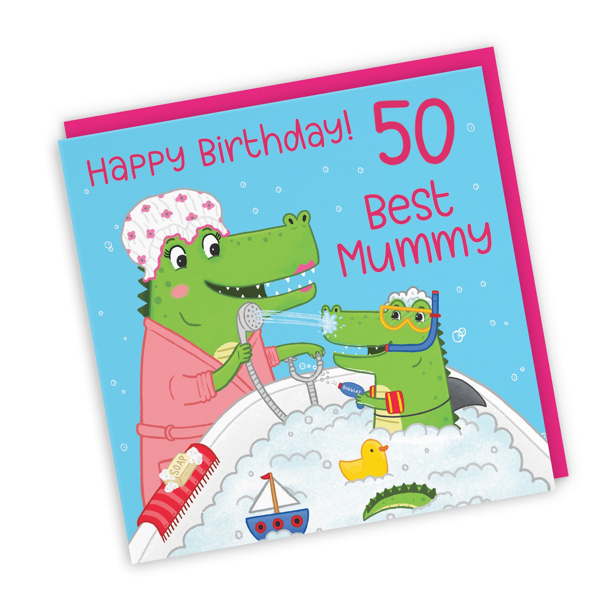 50th Mummy Birthday Crocodile Bath Time Card Imagination - Default Title (LG01649)