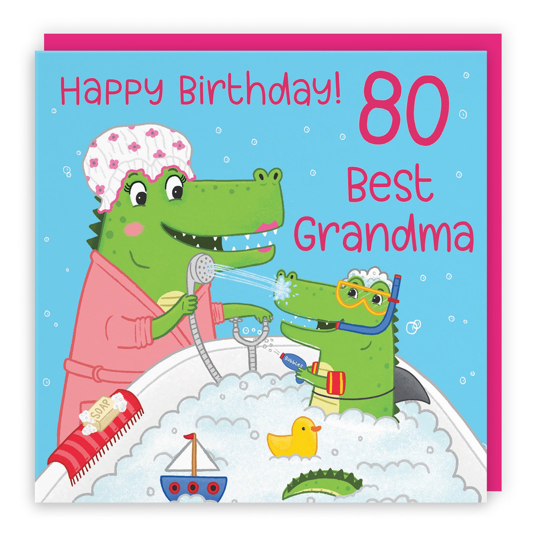 80th Grandma Birthday Crocodile Bath Time Card Imagination - Default Title (LG01651)