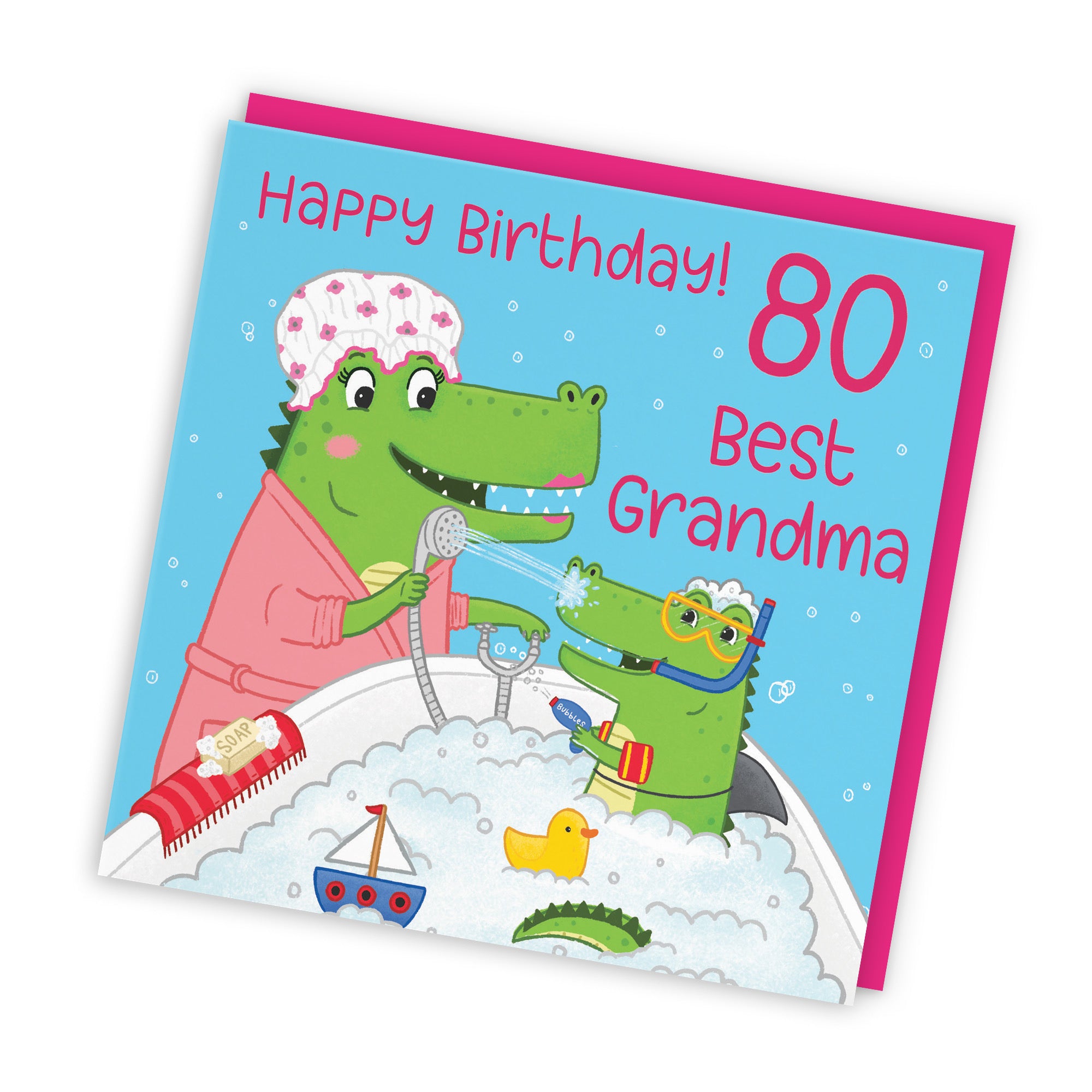 80th Grandma Birthday Crocodile Bath Time Card Imagination - Default Title (LG01651)