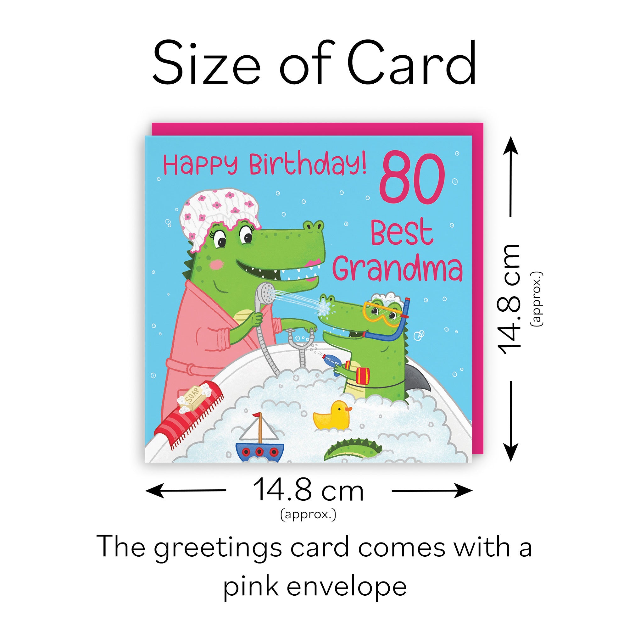 80th Grandma Birthday Crocodile Bath Time Card Imagination - Default Title (LG01651)