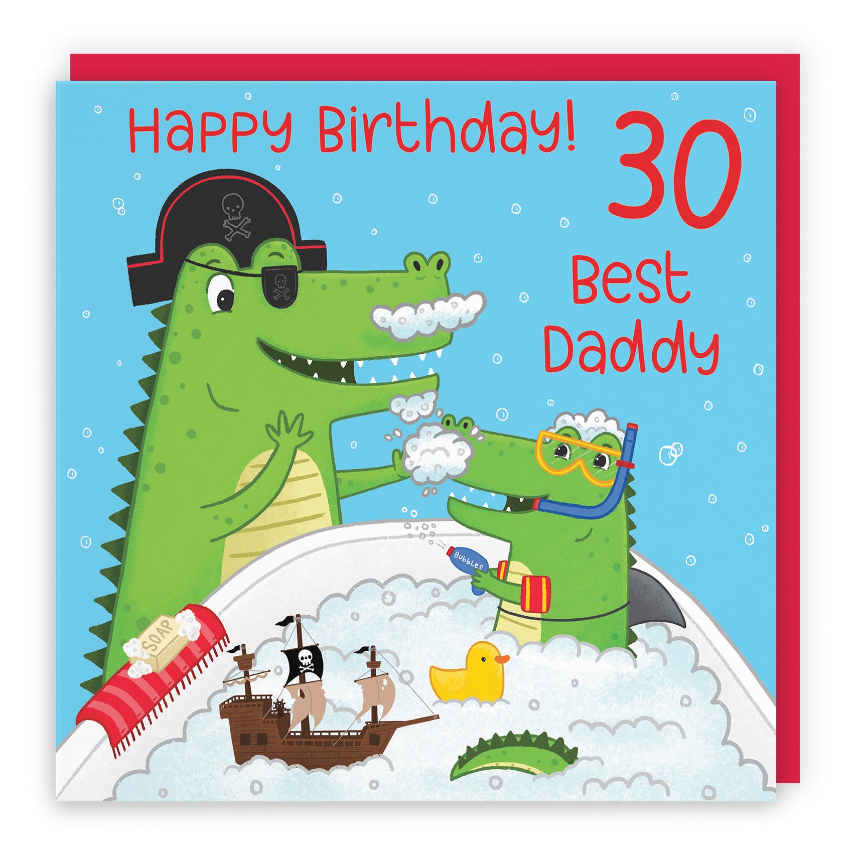 30th Daddy Birthday Crocodile Bath Time Card Imagination - Default Title (LG01652)