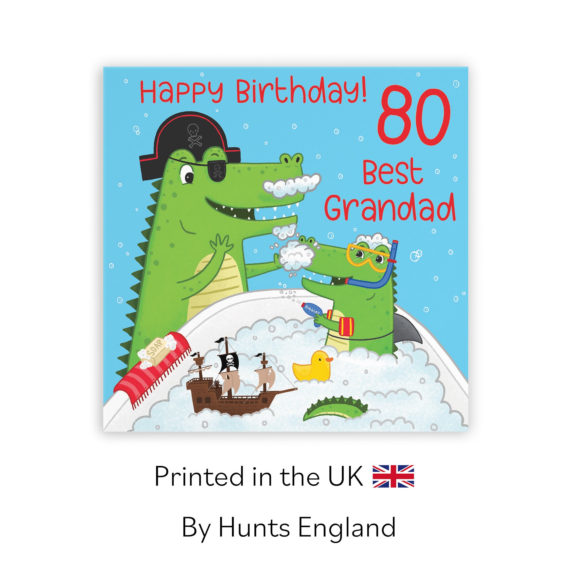 80th Grandad Birthday Crocodile Bath Time Card Imagination - Default Title (LG01654)