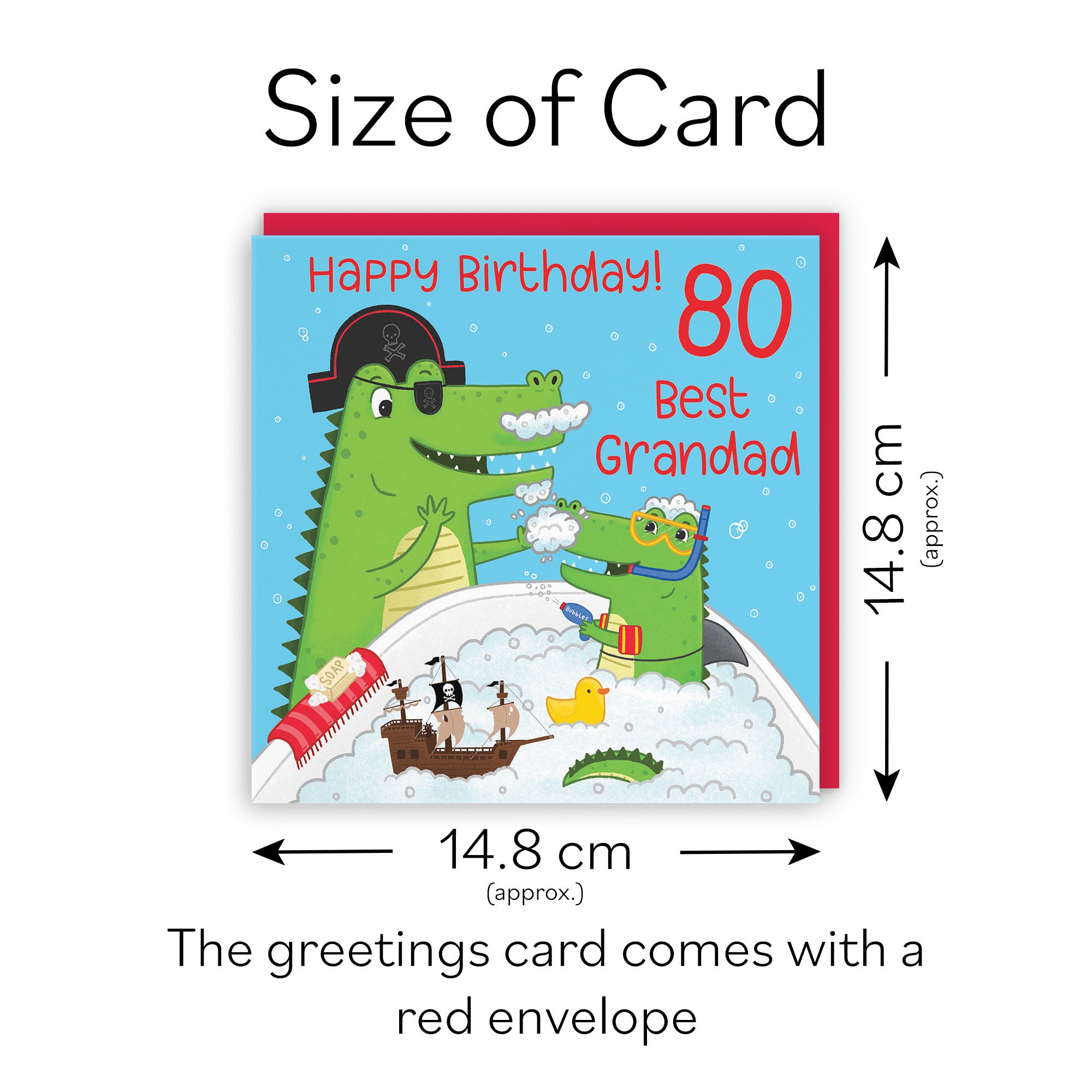 80th Grandad Birthday Crocodile Bath Time Card Imagination - Default Title (LG01654)
