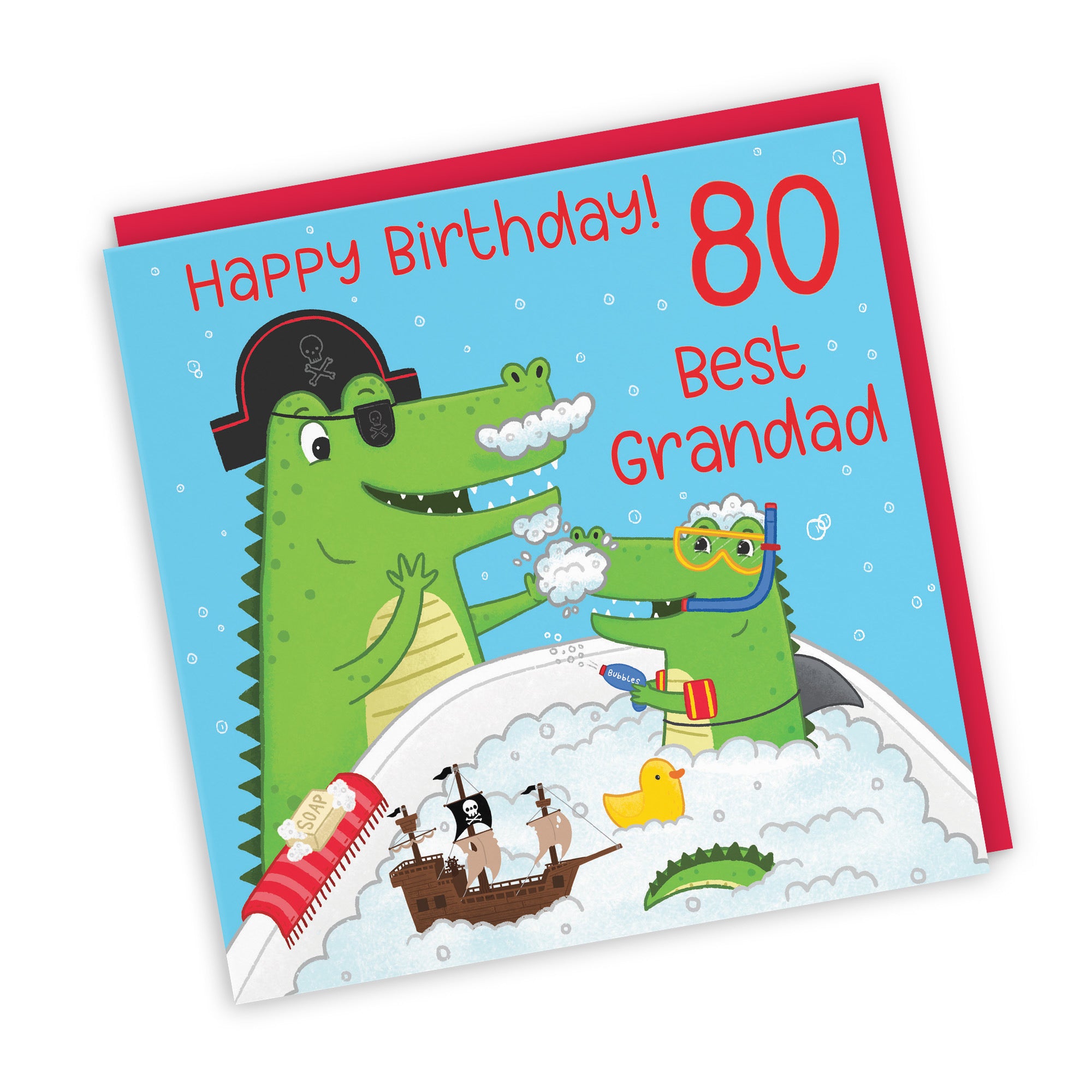 80th Grandad Birthday Crocodile Bath Time Card Imagination - Default Title (LG01654)
