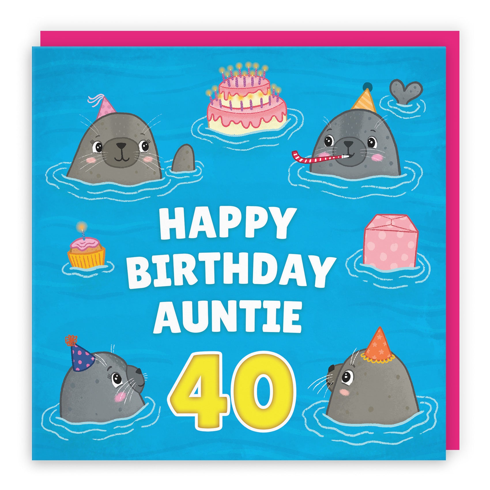40th Auntie Cute Seals Birthday Card Ocean - Default Title (LG01747)