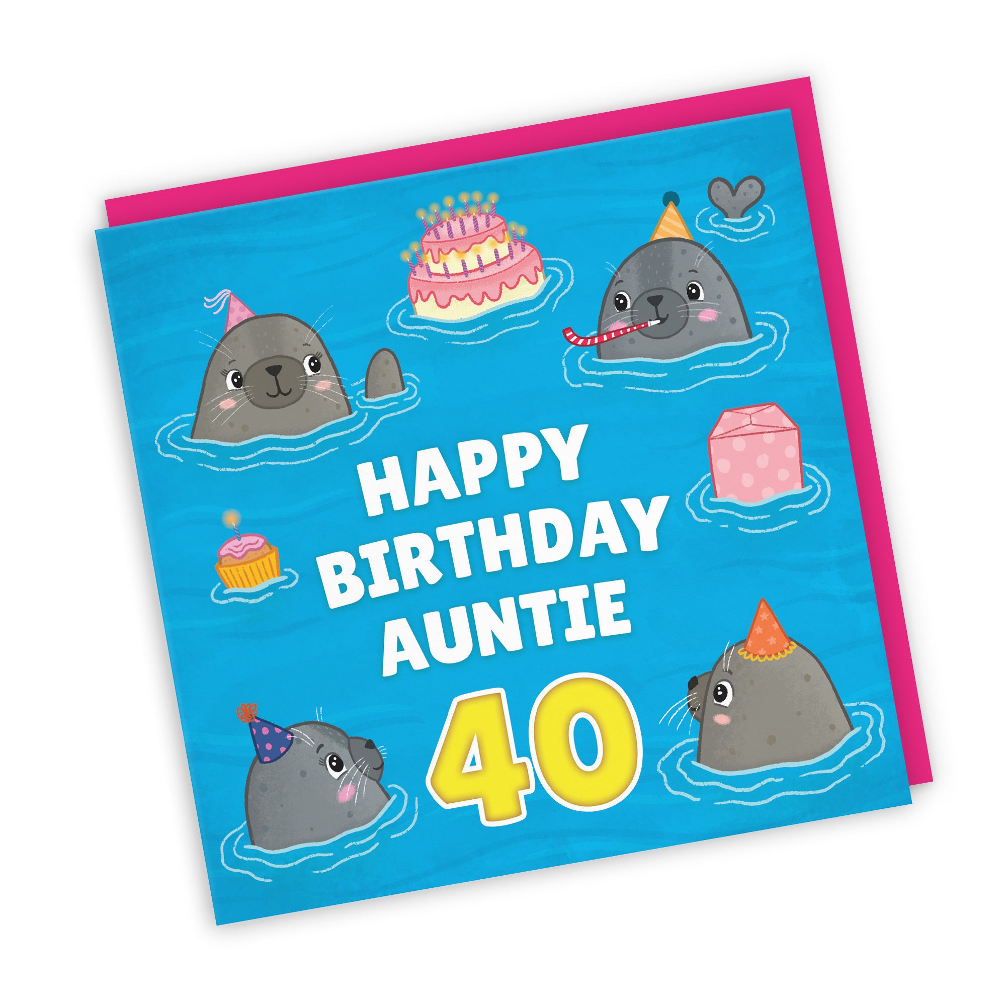 40th Auntie Cute Seals Birthday Card Ocean - Default Title (LG01747)