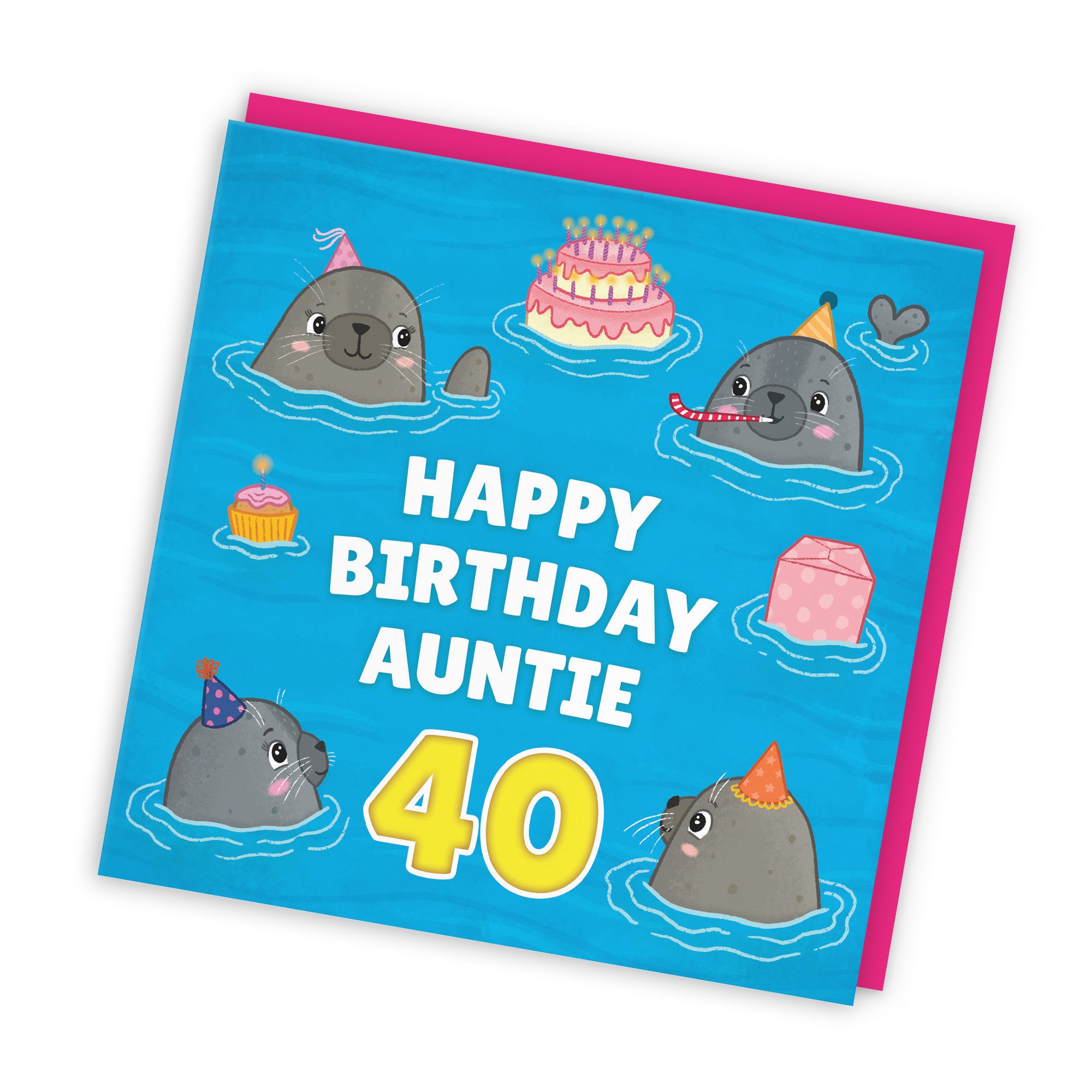 40th Auntie Cute Seals Birthday Card Ocean - Default Title (LG01747)
