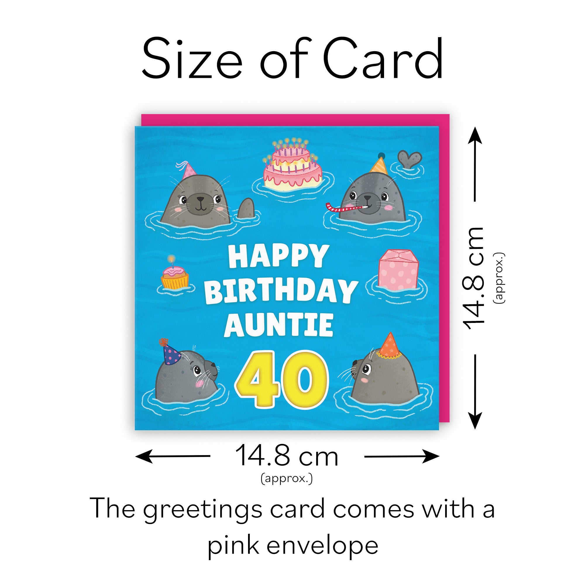 40th Auntie Cute Seals Birthday Card Ocean - Default Title (LG01747)