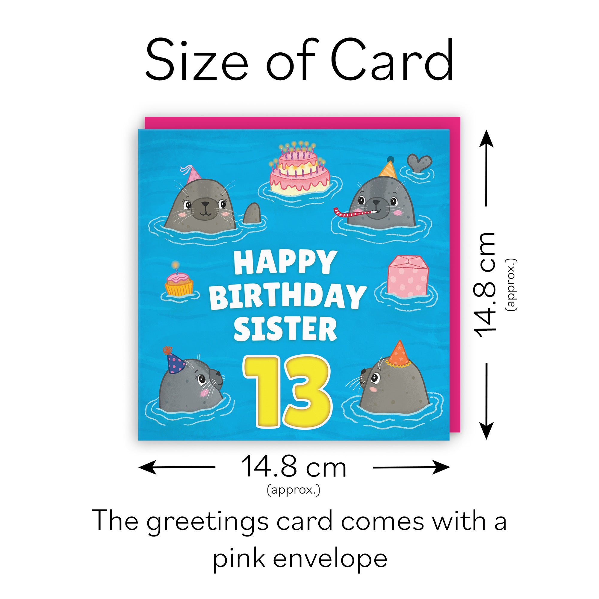 13th Sister Cute Seals Birthday Card Ocean - Default Title (LG01749)