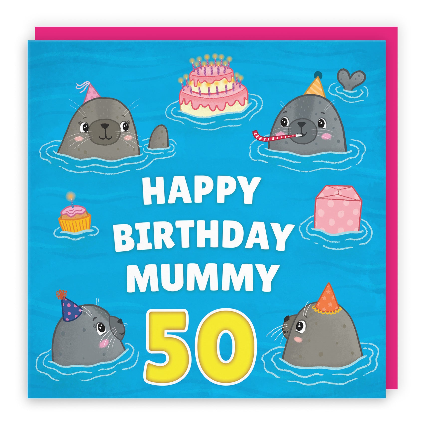 50th Mummy Cute Seals Birthday Card Ocean - Default Title (LG01753)