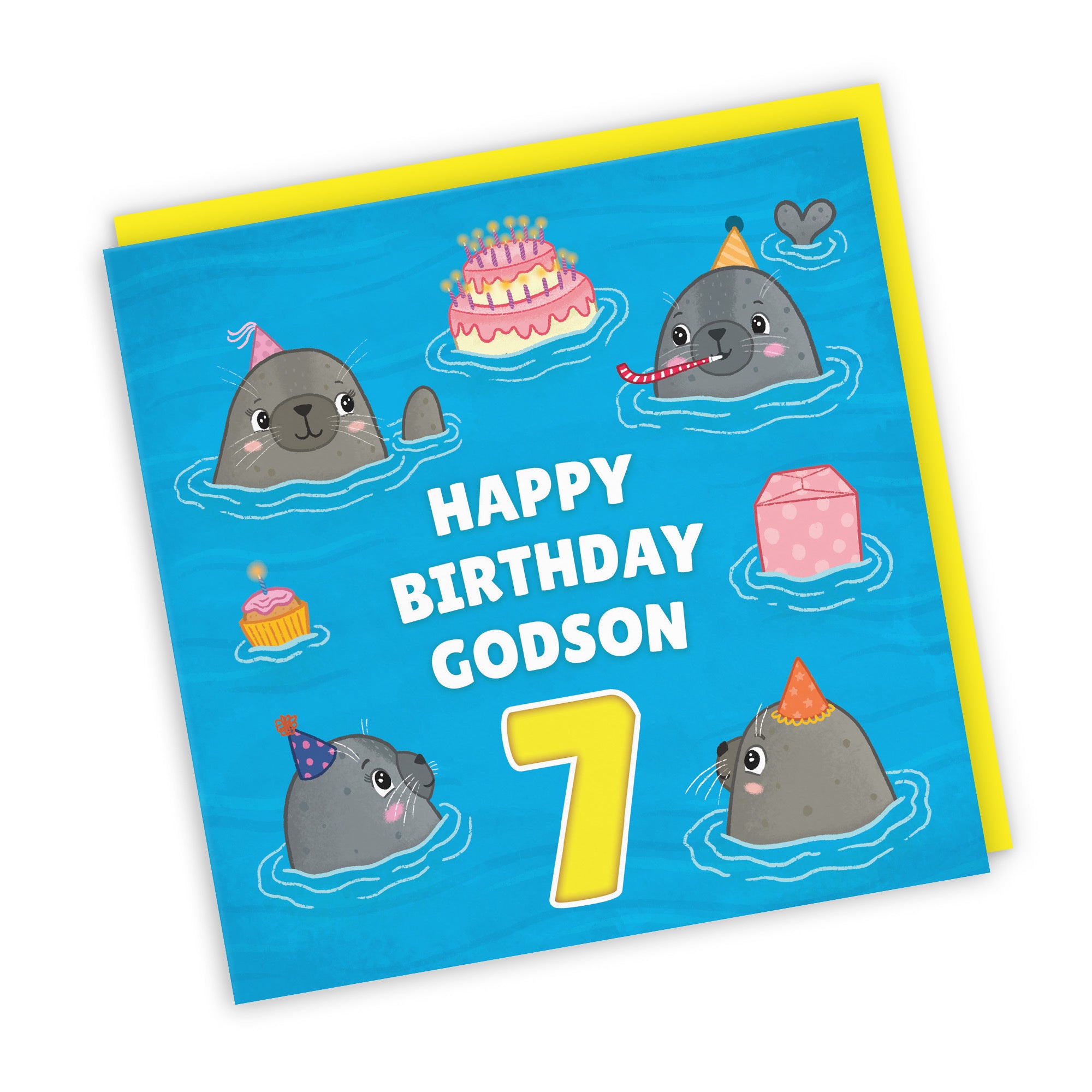 7th Godson Cute Seals Birthday Card Ocean - Default Title (LG01754)