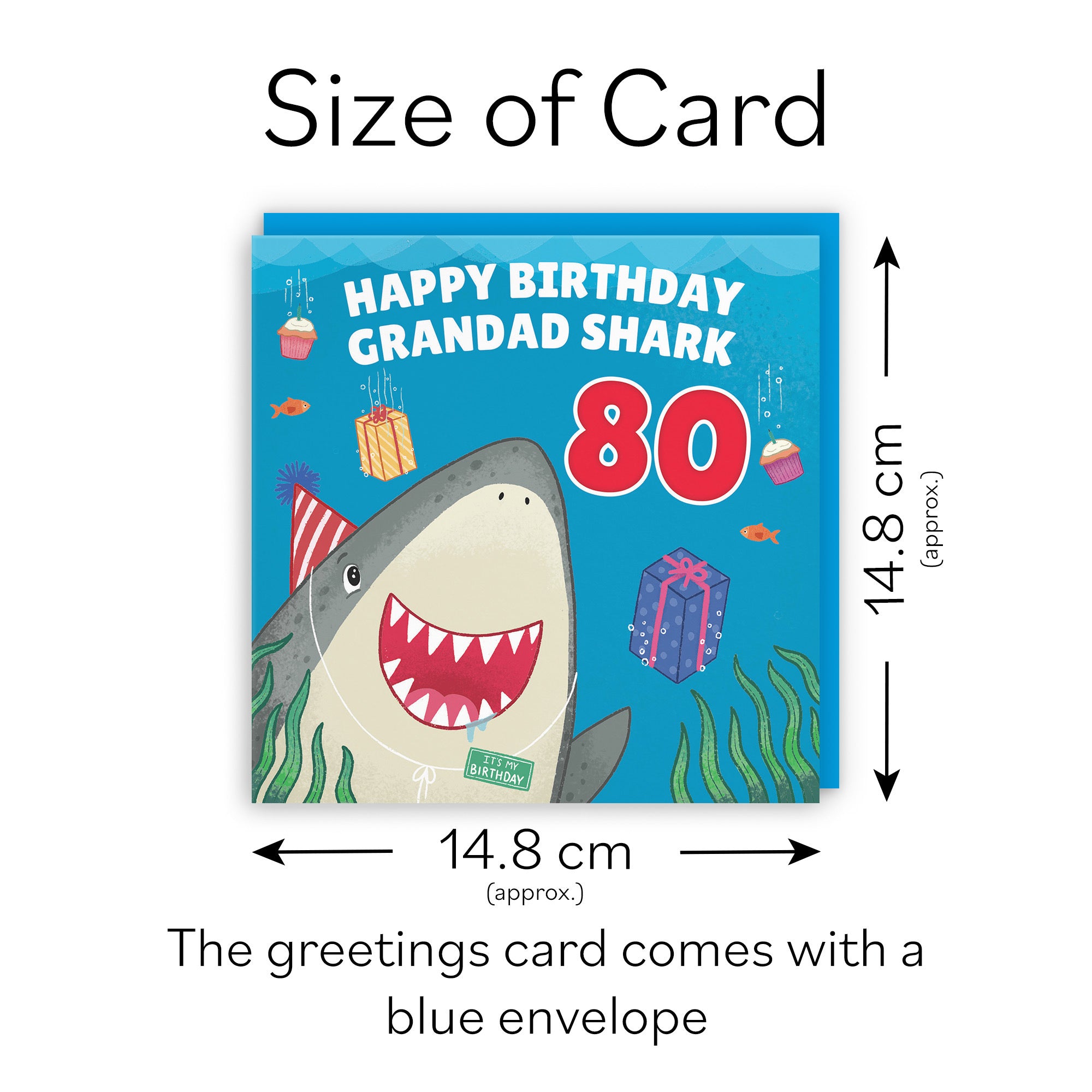 80th Grandad Cute Shark Birthday Card Ocean - Default Title (LG01789)