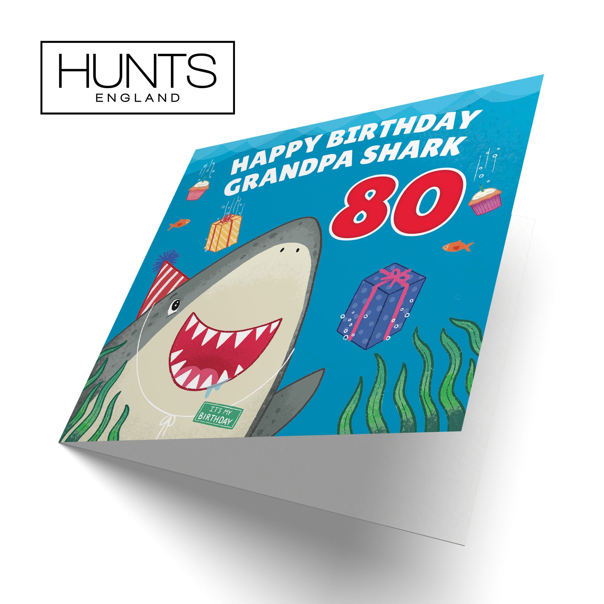 80th Grandpa Cute Shark Birthday Card Ocean - Default Title (LG01790)