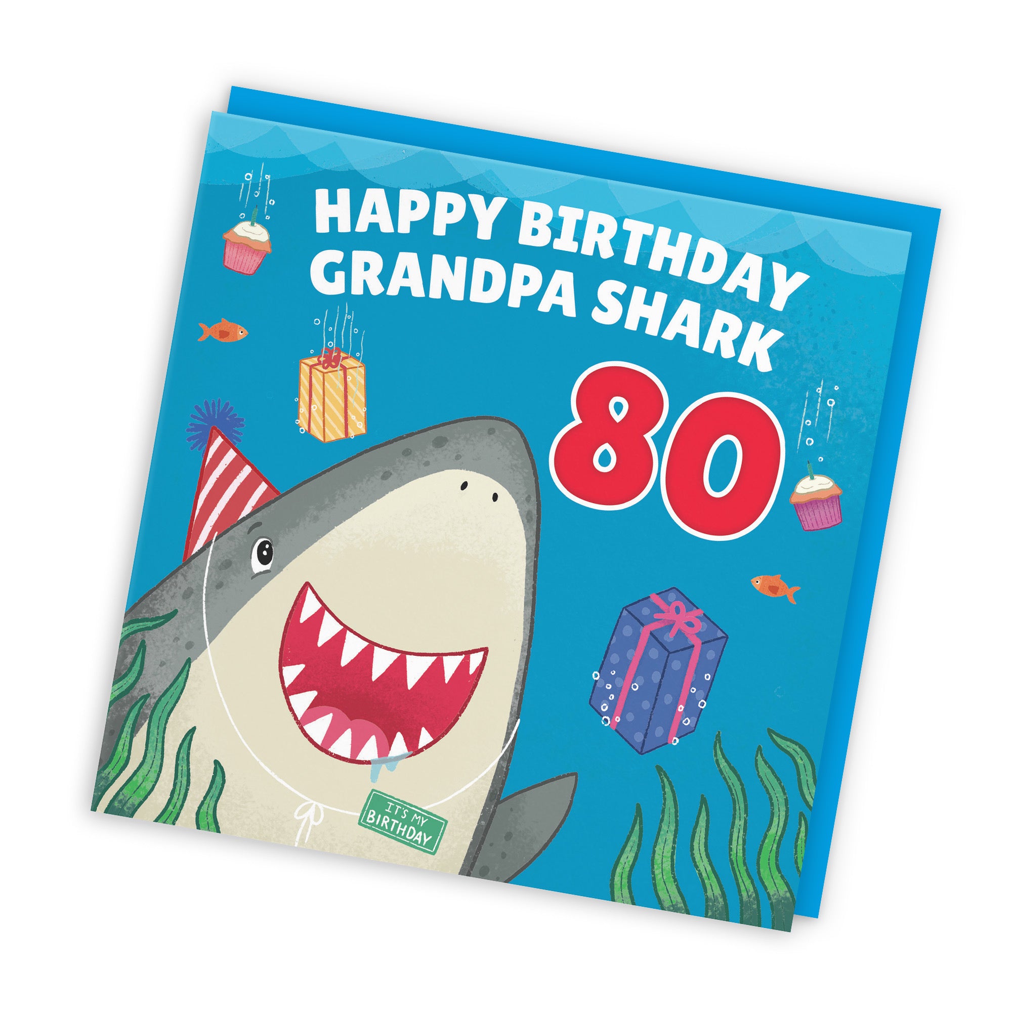 80th Grandpa Cute Shark Birthday Card Ocean - Default Title (LG01790)