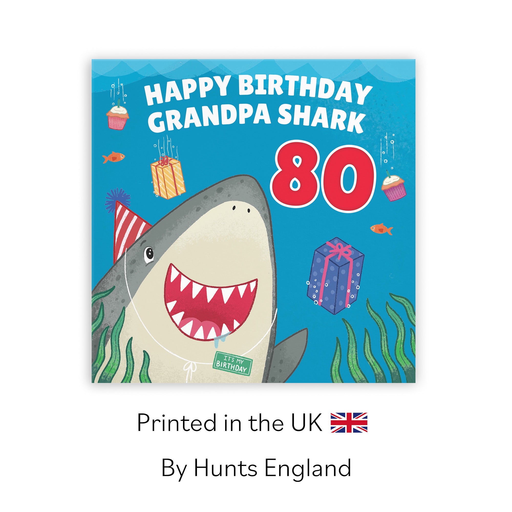 80th Grandpa Cute Shark Birthday Card Ocean - Default Title (LG01790)