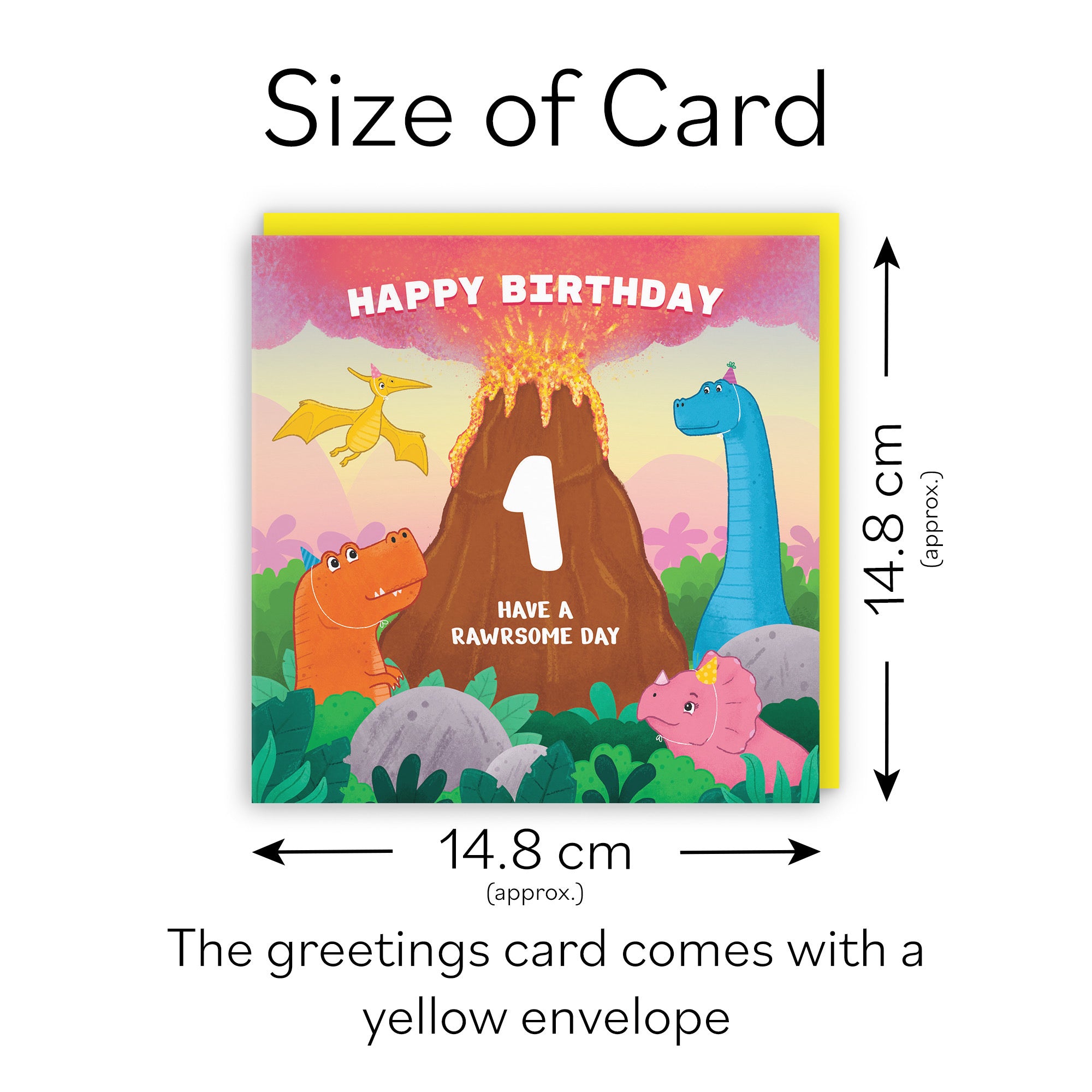 1st Dinosaur Birthday Card Volcano Imagination - Default Title (LG02032)