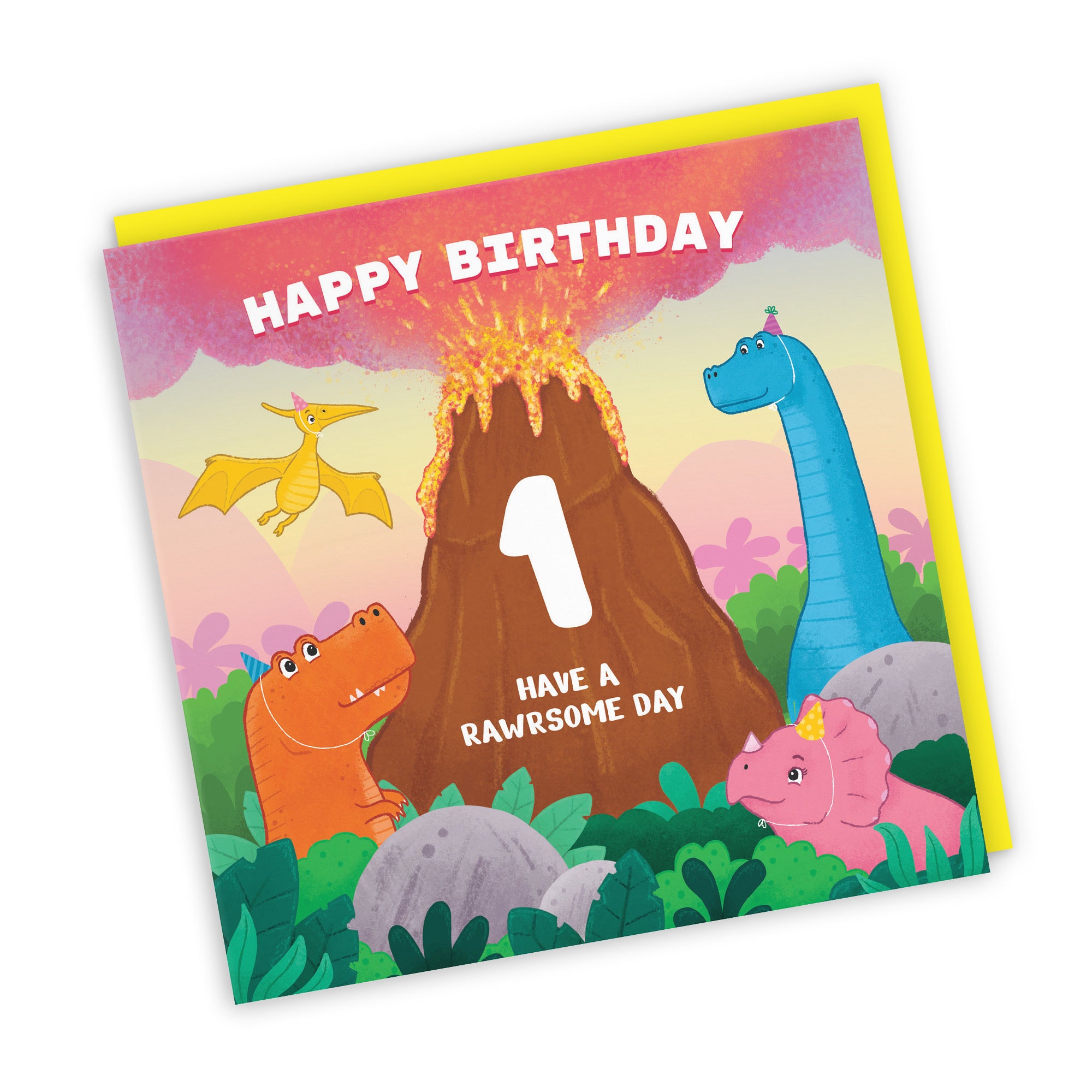 1st Dinosaur Birthday Card Volcano Imagination - Default Title (LG02032)