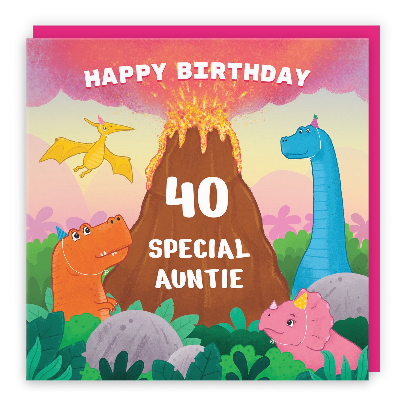 40th Auntie Dinosaur Birthday Card Volcano Imagination - Default Title (LG02062)