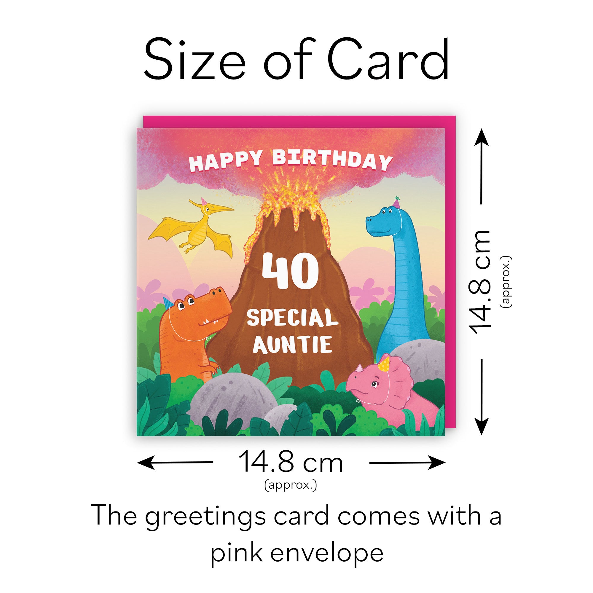 40th Auntie Dinosaur Birthday Card Volcano Imagination - Default Title (LG02062)