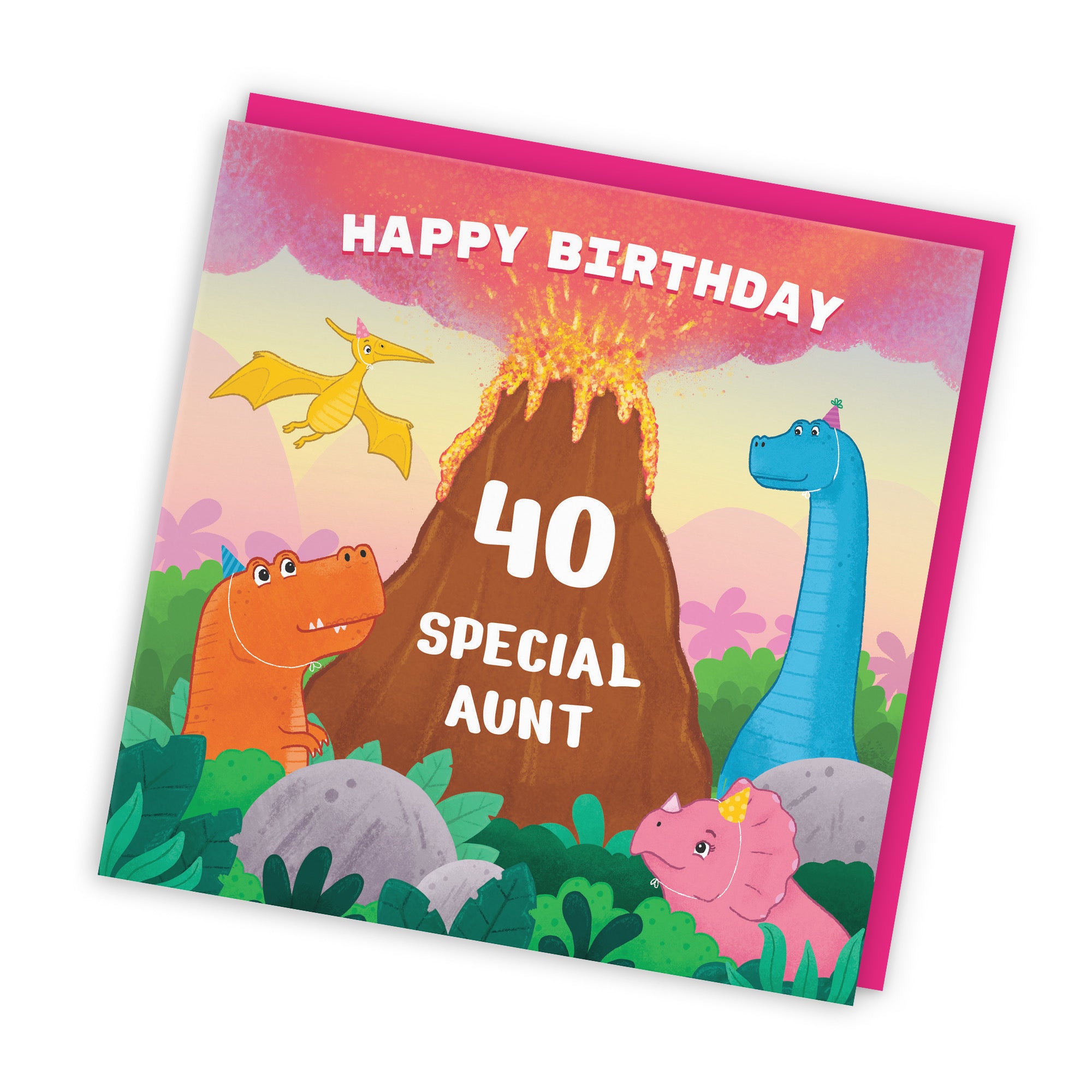 40th Aunt Dinosaur Birthday Card Volcano Imagination - Default Title (LG02063)